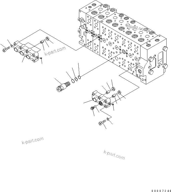 Komatsu parts book diagram for PC228USLC-3N-YA S/N 30001-UP: MAIN VALVE (8-SPOOL) (10/21)