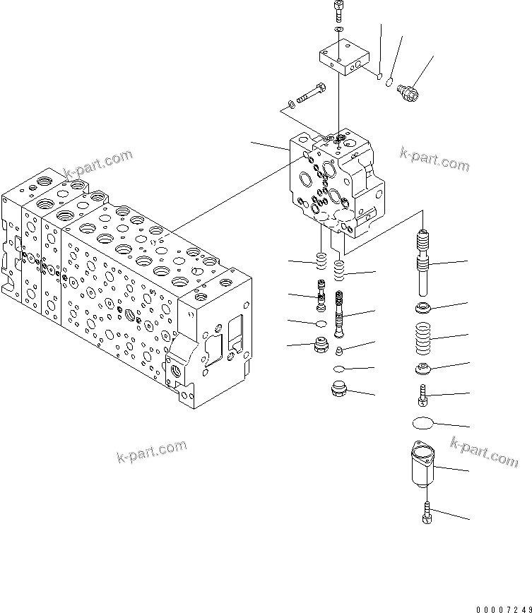 Komatsu parts book diagram for PC228USLC-3N-YA S/N 30001-UP: MAIN VALVE (8-SPOOL) (13/21)
