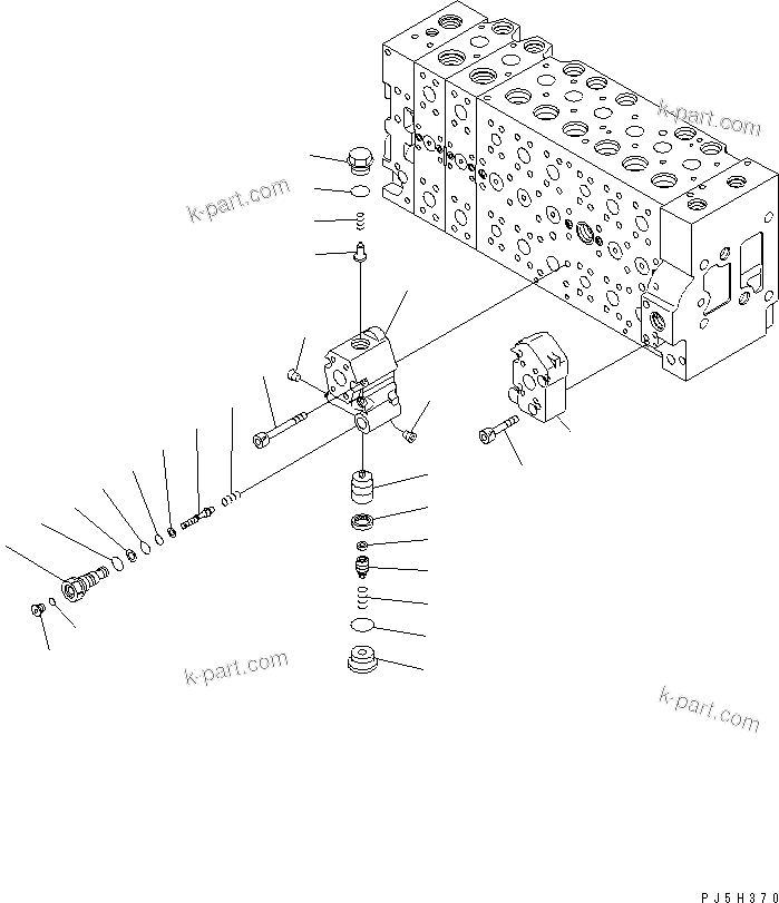 Komatsu parts book diagram for PC228USLC-3N-YA S/N 30001-UP: MAIN VALVE (8-SPOOL) (16/21)