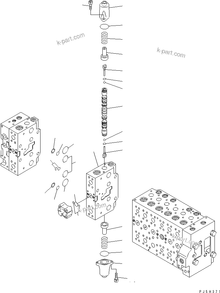 Komatsu parts book diagram for PC228USLC-3N-YA S/N 30001-UP: MAIN VALVE (8-SPOOL) (17/21)