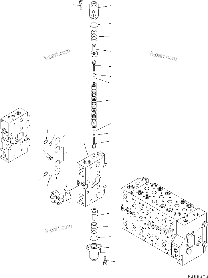 Komatsu parts book diagram for PC228USLC-3N-YA S/N 30001-UP: MAIN VALVE (8-SPOOL) (19/21)