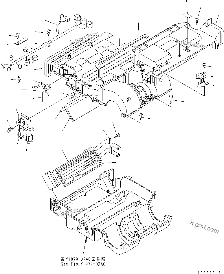 Komatsu parts book diagram for PC228USLC-3N-YA S/N 30001-UP: AIR CONDITIONER UNIT (1/2) (MANUAL AIR CONDITIONER)