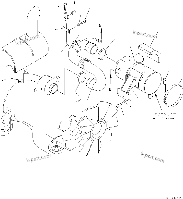 Komatsu parts book diagram for PC228UU-1-MO S/N 10001-UP: AIR CLEANER CONNECTION (FOR DOUBLE ELEMENT)(#10022-10573)
