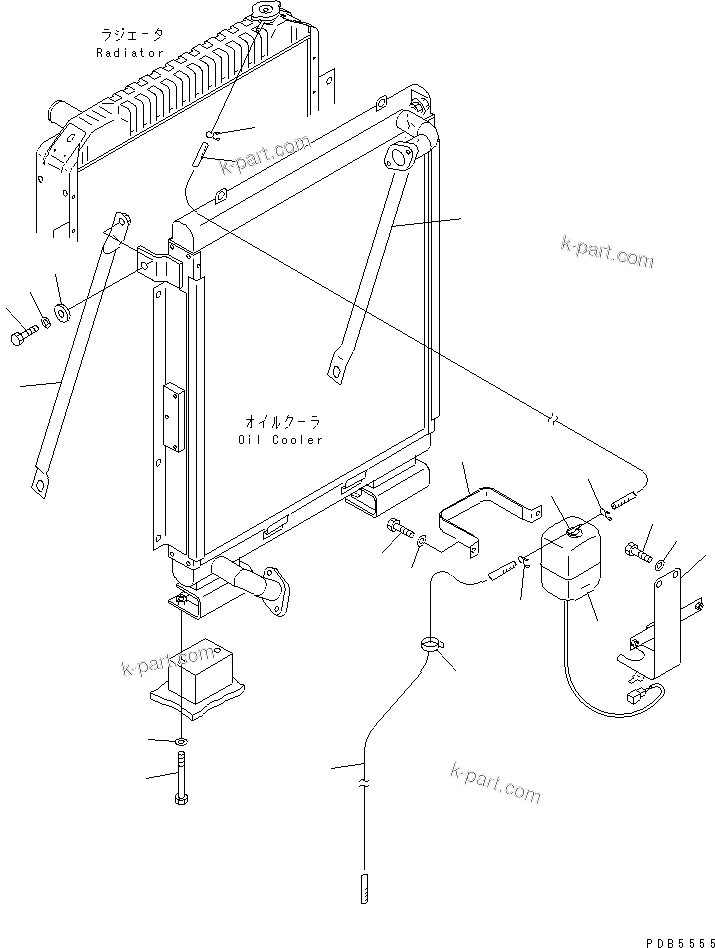 Komatsu parts book diagram for PC228UU-1-MO S/N 10001-UP: COOLING (SUB TANK AND RADIATOR MOUNT)(#10022-10573)