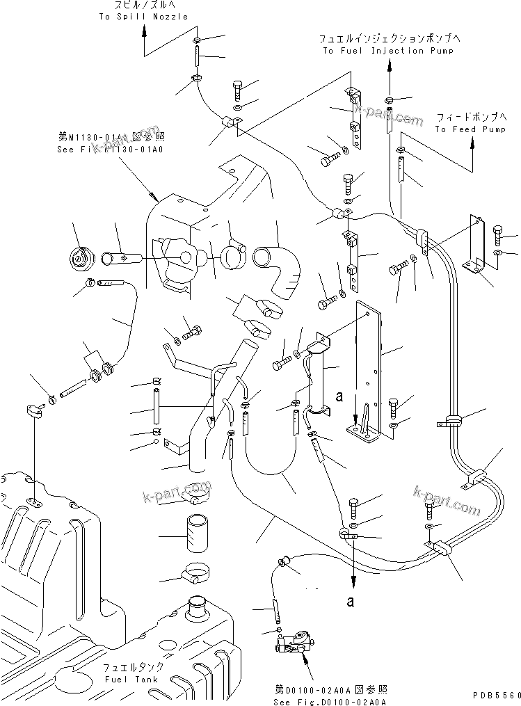 Komatsu parts book diagram for PC228UU-1-MO S/N 10001-UP: FUEL LINES(#10022-10363)