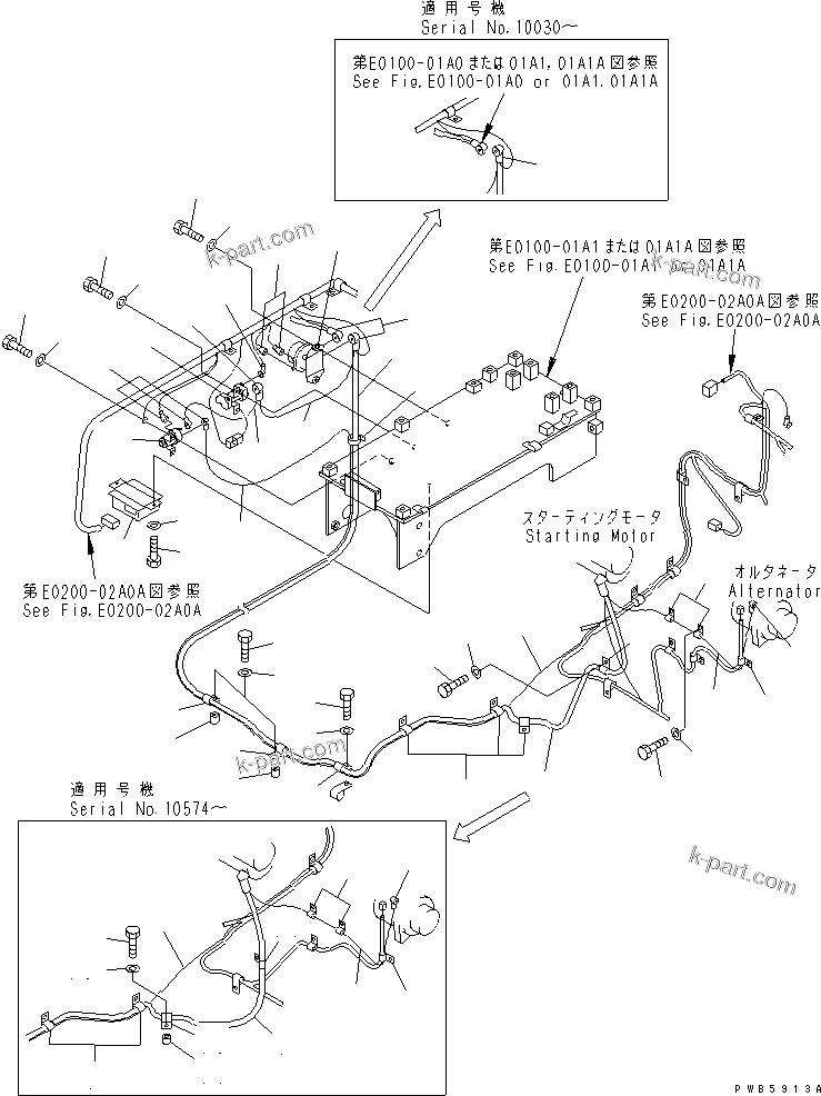 Komatsu parts book diagram for PC228UU-1-MO S/N 10001-UP: WIRING (STARTING HARNESS)(#10022-)
