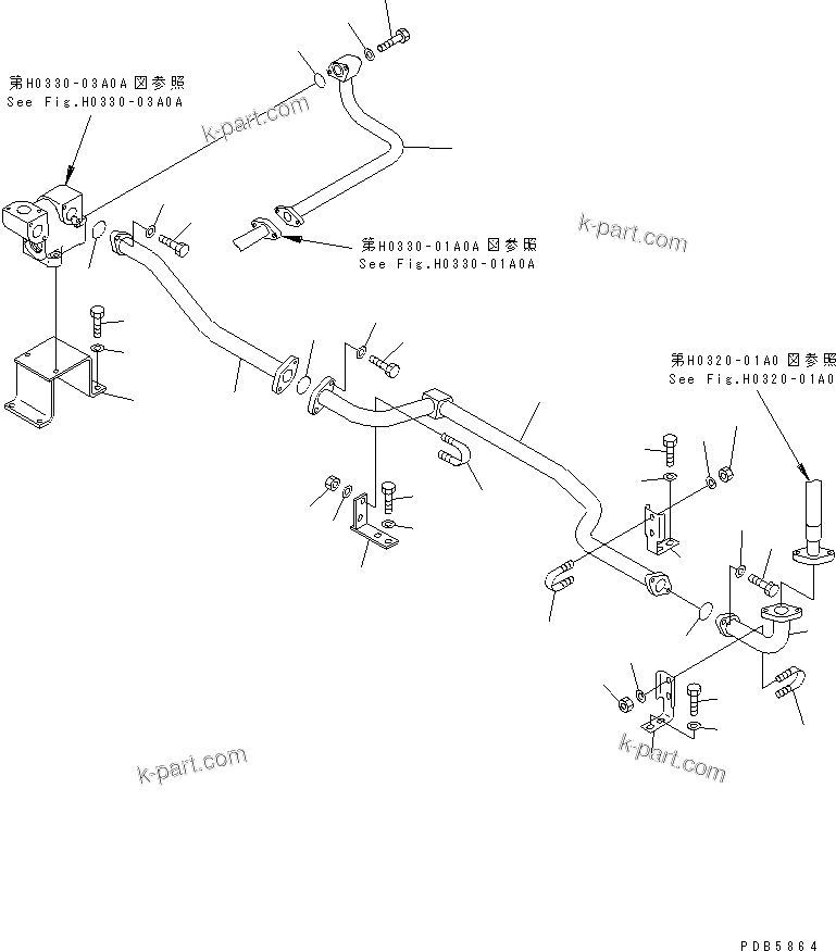 Komatsu parts book diagram for PC228UU-1-MO S/N 10001-UP: RETURN LINE (TUBE) (1 ACTUATOR)(#10022-10573)