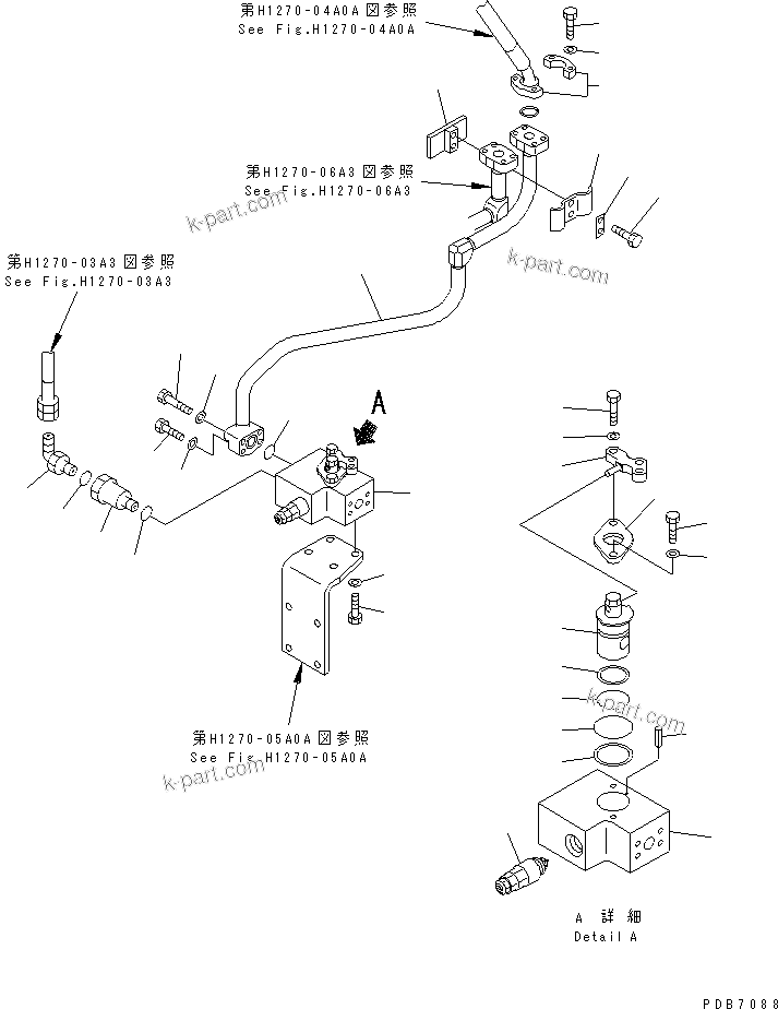 Komatsu parts book diagram for PC228UU-1-MO S/N 10001-UP: ATTACHMENT LINE (2 ACTUATOR) (CROSS VALVE ? L.H.) (FOR MONO-BOOM)(#10022-10573)