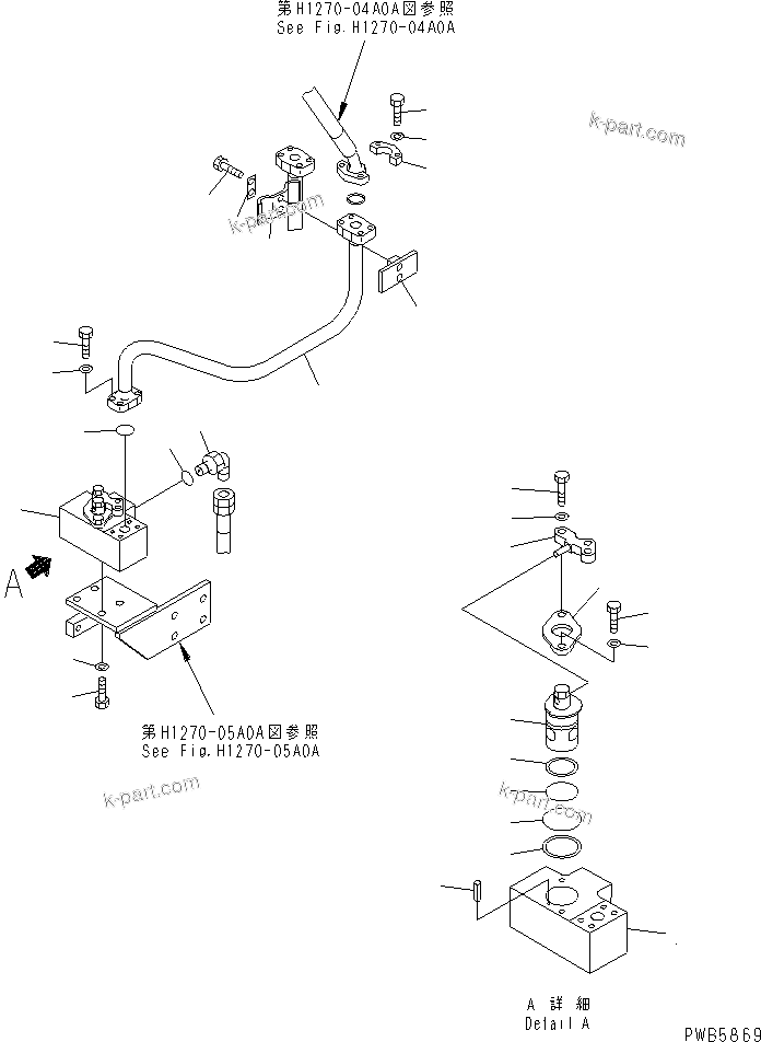 Komatsu parts book diagram for PC228UU-1-MO S/N 10001-UP: ATTACHMENT LINE (2 ACTUATOR) (CROSS VALVE ? R.H.) (FOR MONO-BOOM)(#10022-10573)