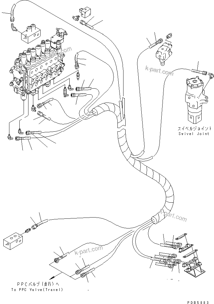 Komatsu parts book diagram for PC228UU-1-MO S/N 10001-UP: PPC MAIN LINE (VALVE PPC) (VALVE LOWER LINE) (FOR MON0 BOOM)(#10022-10324)