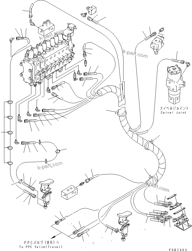 Komatsu parts book diagram for PC228UU-1-MO S/N 10001-UP: PPC MAIN LINE (VALVE PPC) (VALVE LOWER LINE) (2 ACTUATOR) (FOR MONO BOOM)(#10022-10324)