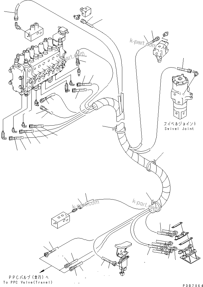 Komatsu parts book diagram for PC228UU-1-MO S/N 10001-UP: PPC MAIN LINE (VALVE PPC) (VALVE LOWER LINE) (1 ACTUATOR) (FOR MONO BOOM)(#10022-10324)