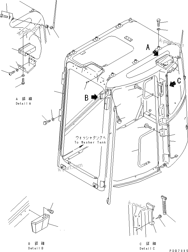Komatsu parts book diagram for PC228UU-1-MO S/N 10001-UP: OPERATOR'S CAB (ACCESSORIES) (WITH HEAD GUARD)(#10022-10573)