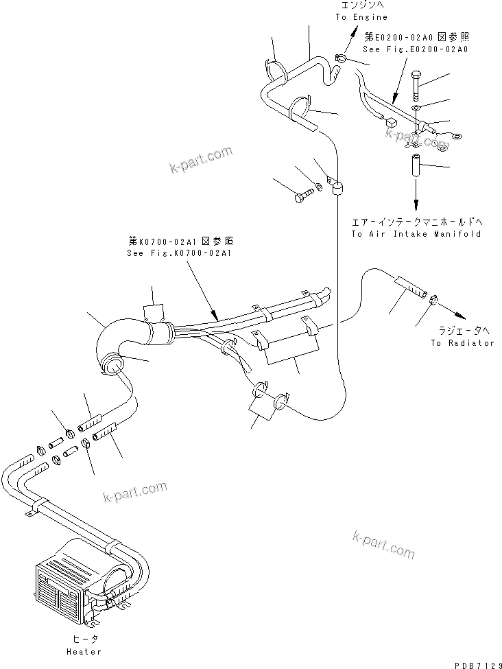 Komatsu parts book diagram for PC228UU-1-MO S/N 10001-UP: HEATER (UNIT)(#10022-10573)