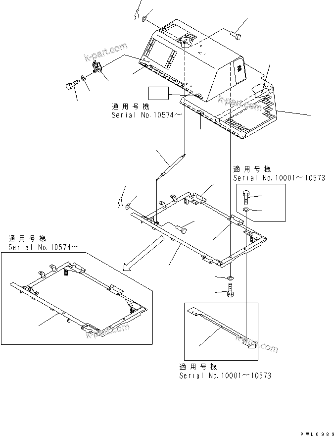 Komatsu parts book diagram for PC228UU-1-MO S/N 10001-UP: HOOD (HOOD) (1/2)(#10022-10576)