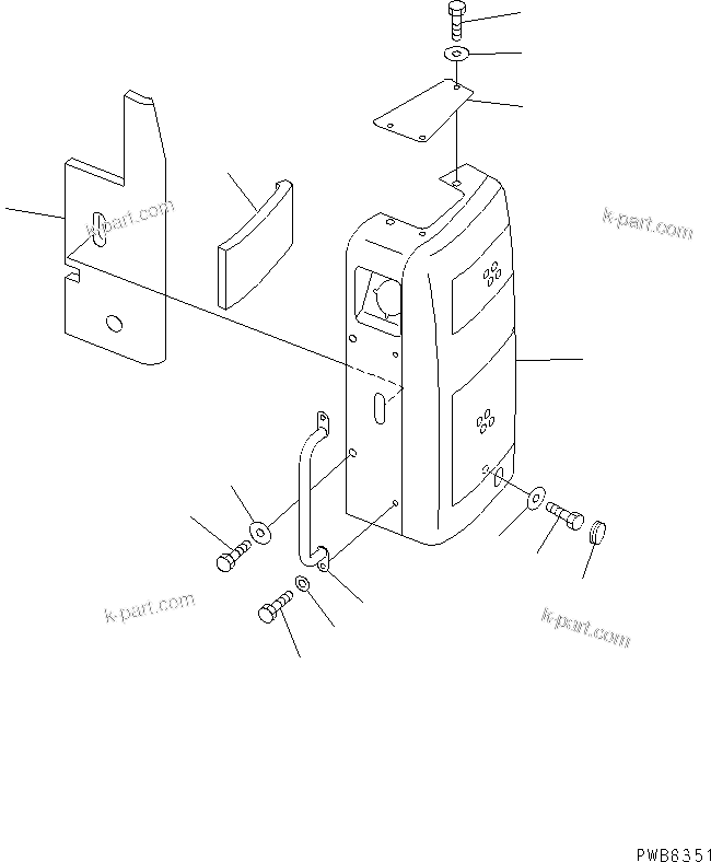 Komatsu parts book diagram for PC228UU-1-MO S/N 10001-UP: SIDE COVER (L.H.)(#10364-10573)