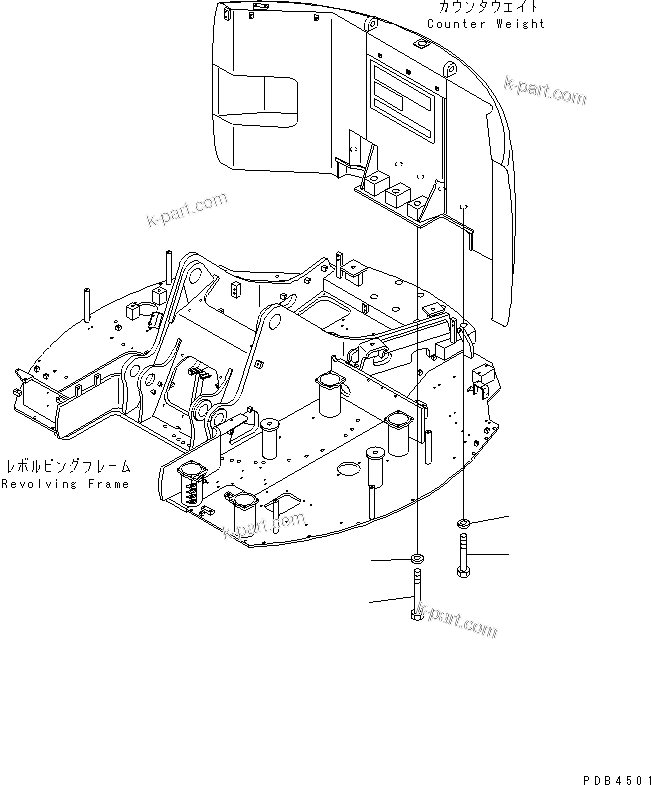 Komatsu parts book diagram for PC228UU-1-MO S/N 10001-UP: COUNTER WEIGHT MOUNTING(#10001-10573)