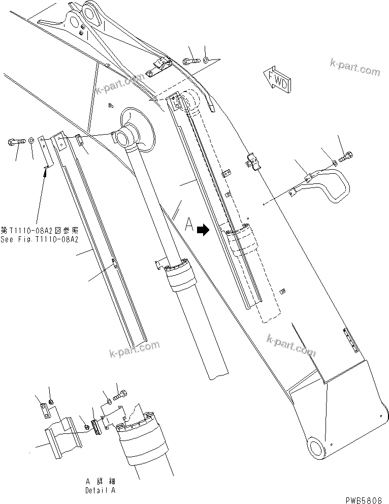 Komatsu parts book diagram for PC228UU-1-MO S/N 10001-UP: MONO-BOOM (5.7M) (BOOM CYLINDER COVER)(#10022-10573)