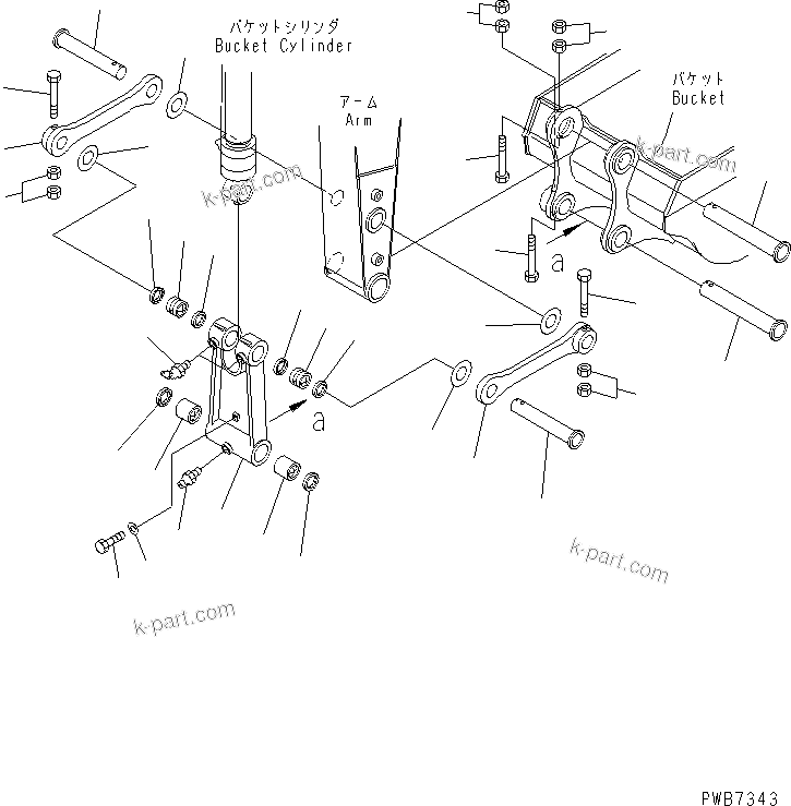 Komatsu parts book diagram for PC228UU-1-MO S/N 10001-UP: ARM (2.9M) (BUCKET LINK)(#10022-10573)
