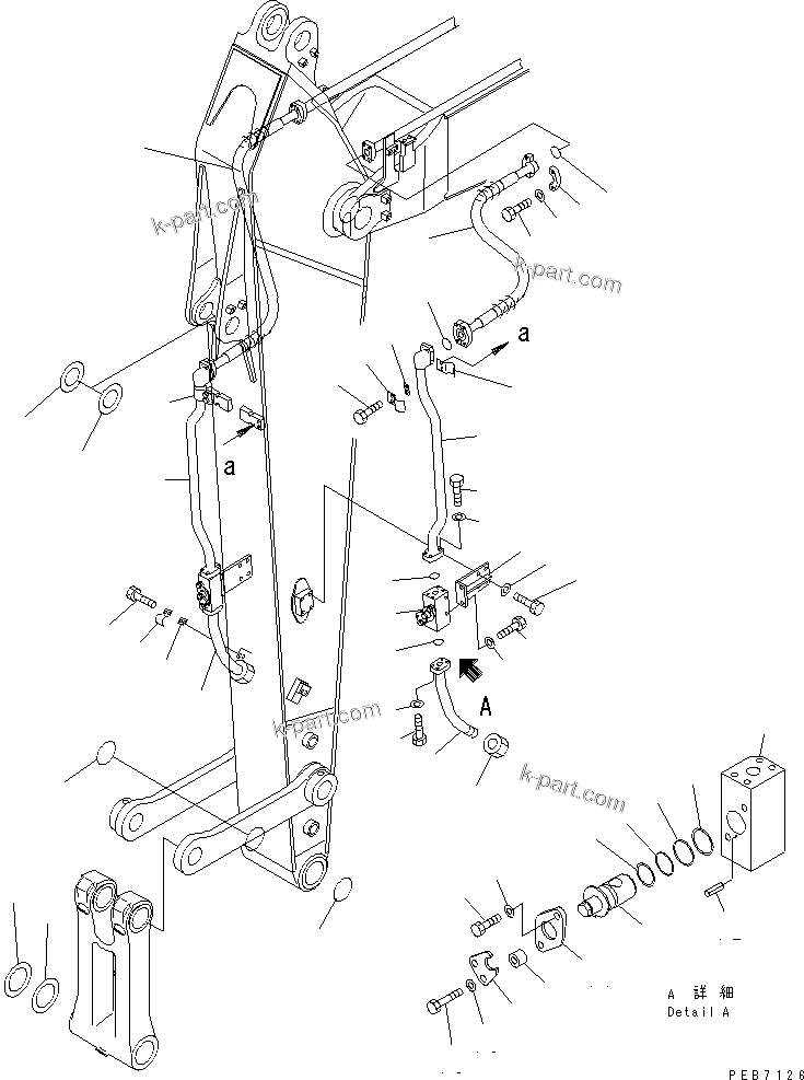 Komatsu parts book diagram for PC228UU-1-MO S/N 10001-UP: ARM (2.9M) (1 ACTUATOR) (ADDITIONAL PIPING AND SPACER)           (DEMOLITION SPEC.)(#10022-10573)
