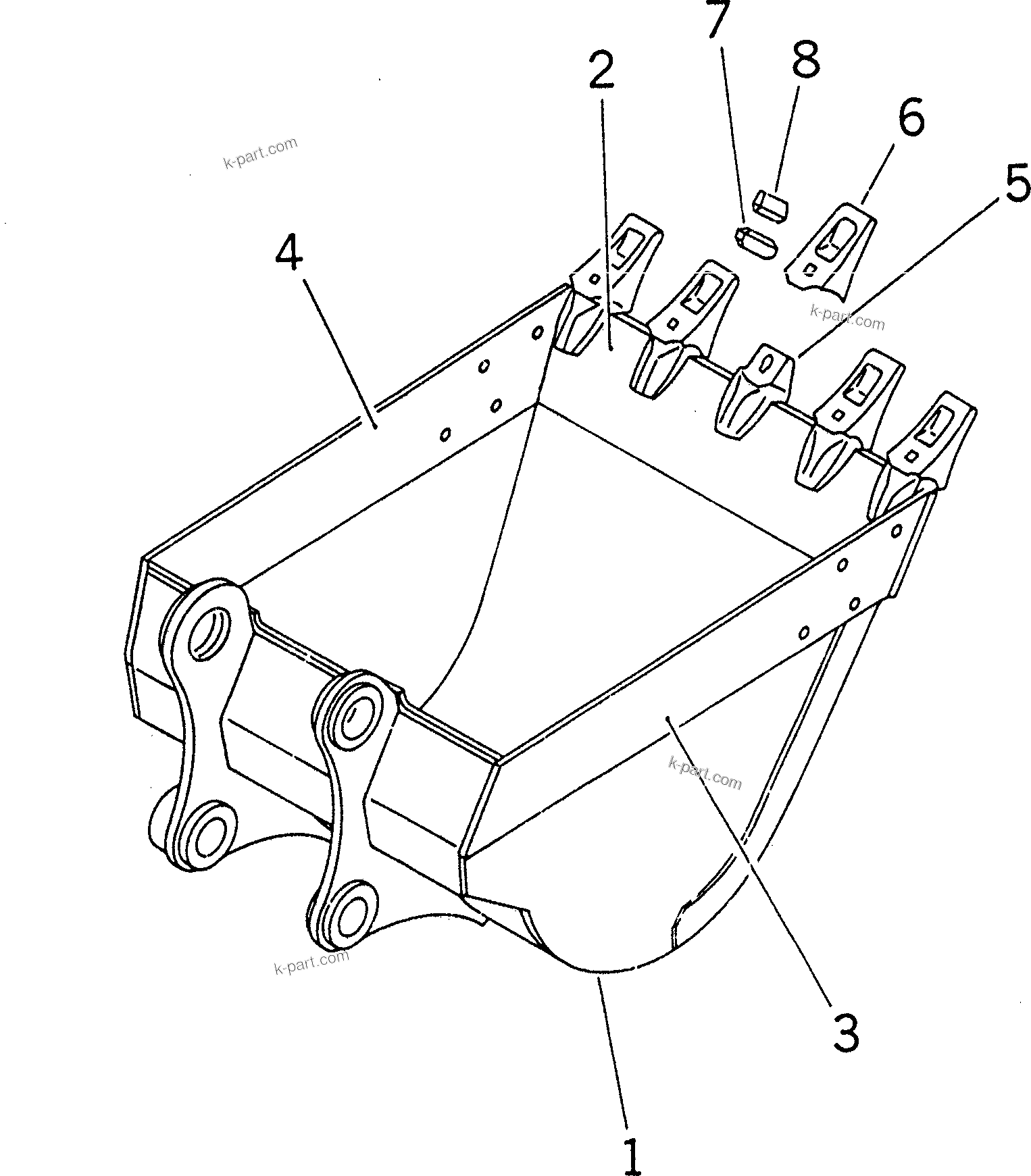 Komatsu parts book diagram for PC228UU-1-MO S/N 10001-UP: BUCKET ? 0.8M3 (CECE 0.7M3) ? 1045MM (VERTICAL PIN TYPE)(#10022-)