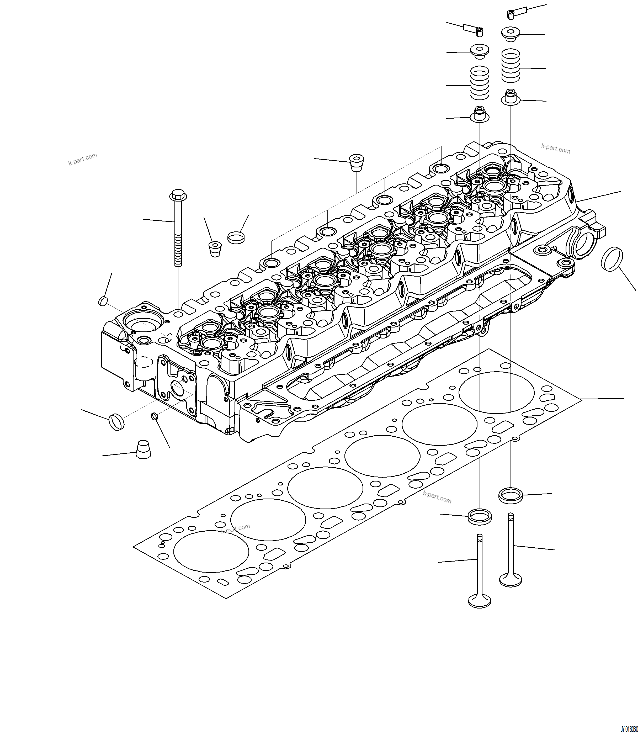 Komatsu parts book diagram for PC230F-11 SN A20700-UP: A1009-001001 CYLINDER HEAD