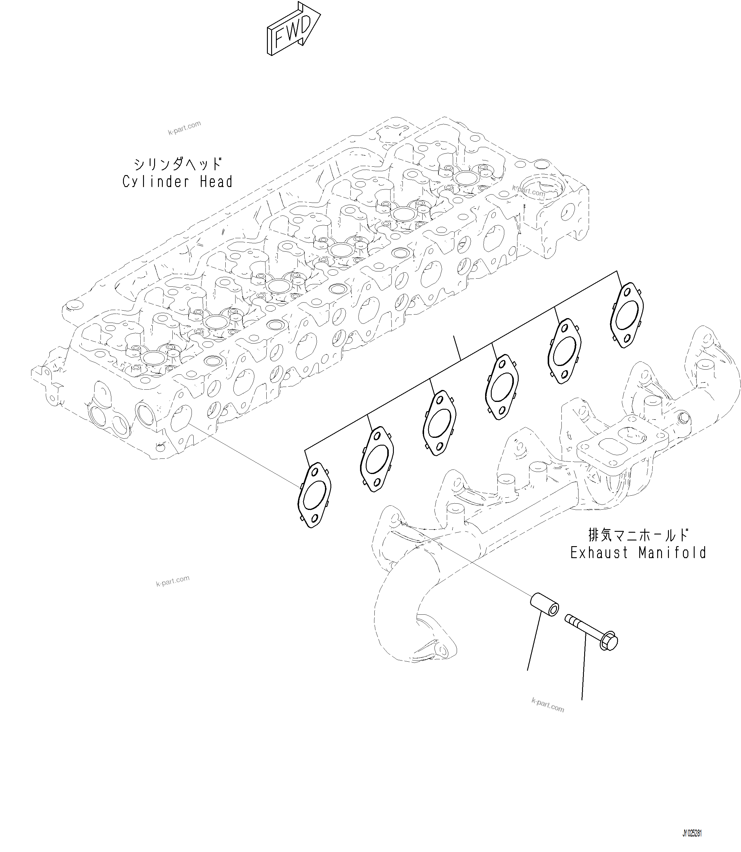 Komatsu parts book diagram for PC230F-11 SN A20700-UP: ATB40-001001 EXHAUST MANIFOLD MOUNTING