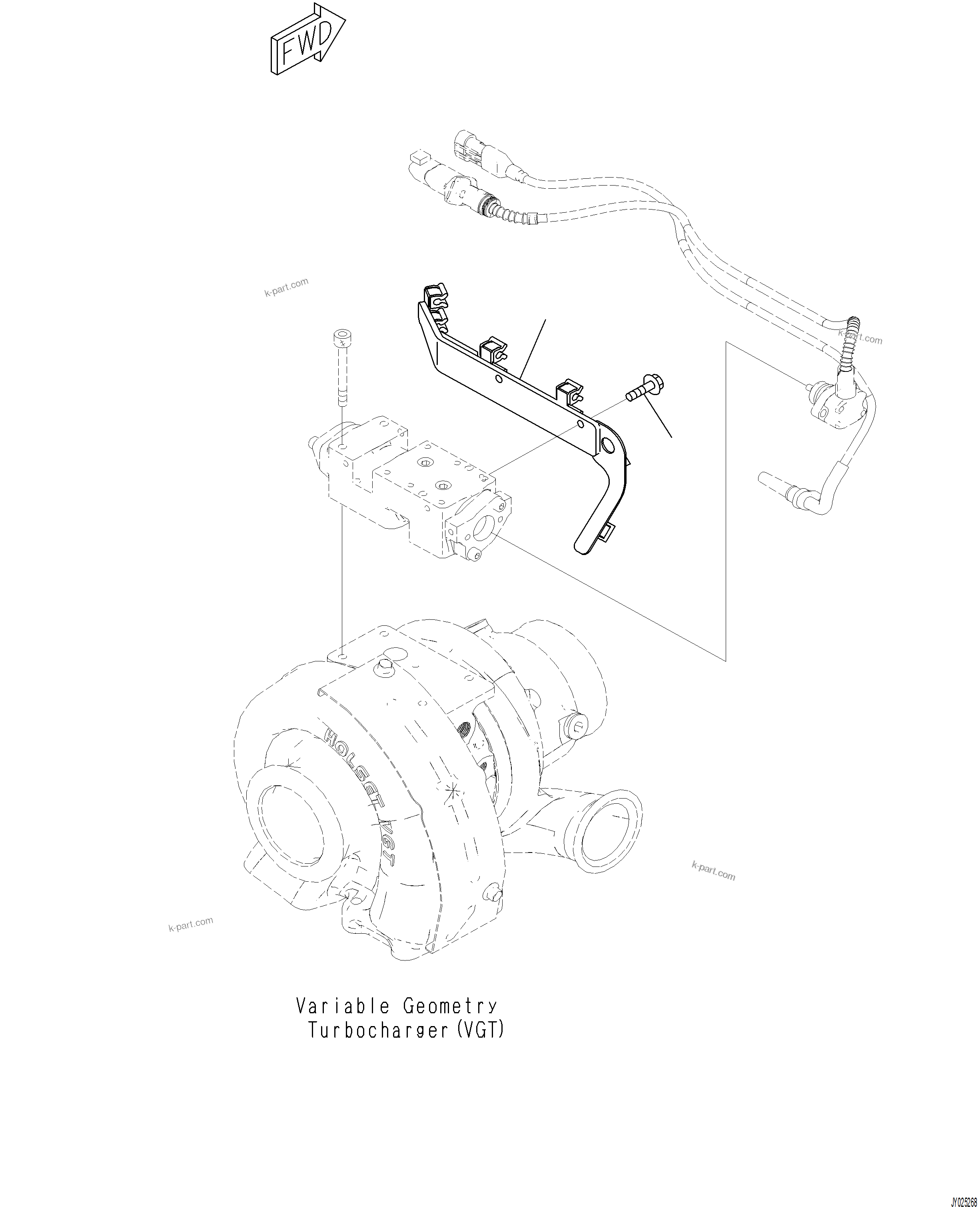 Komatsu parts book diagram for PC230F-11 SN A20700-UP: APP20-001001 VARIABLE GEOMETRY TURBOCHARGER (VGT) RELATED PARTS
