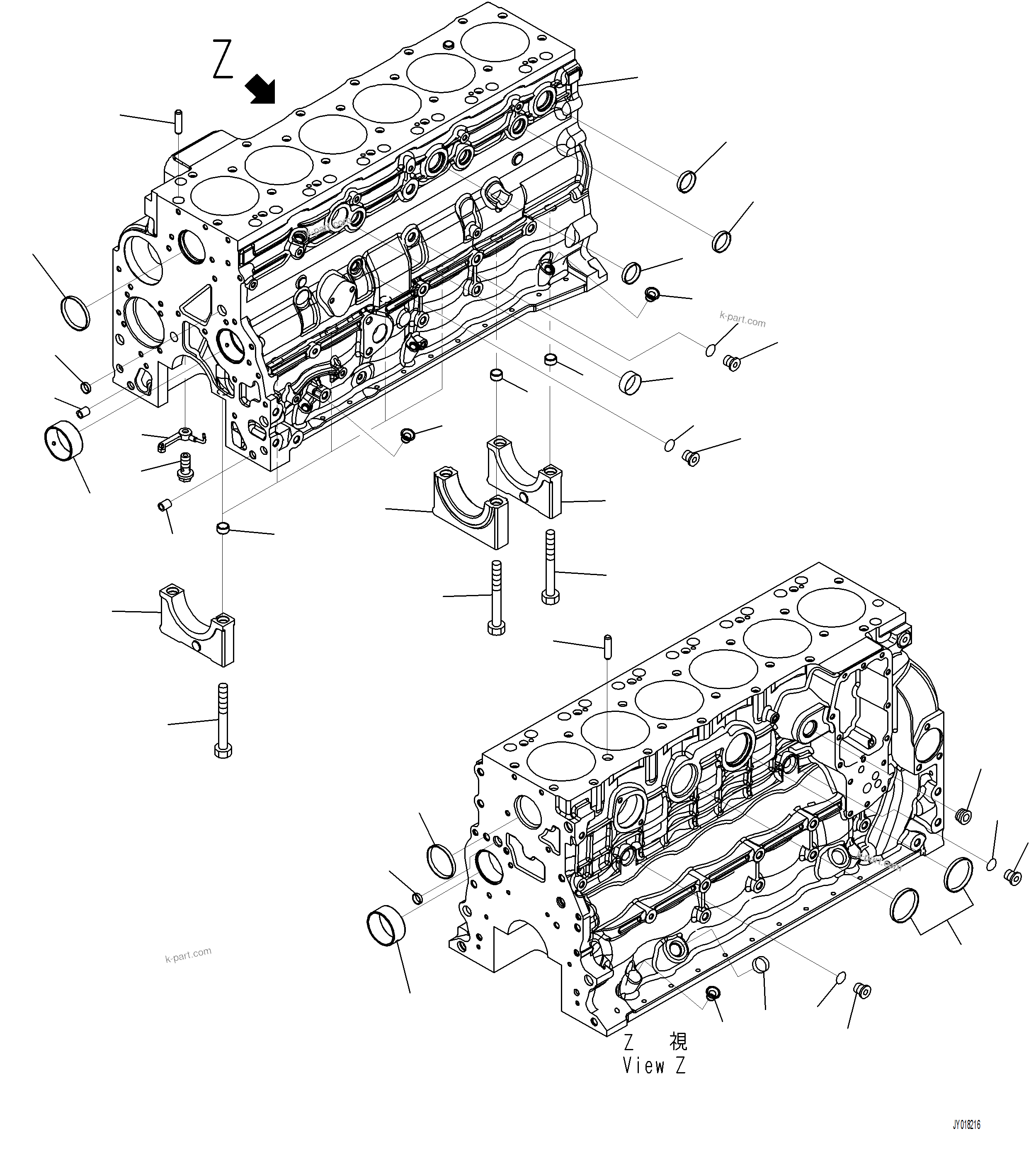 Komatsu parts book diagram for PC230F-11 SN A20700-UP: A2019-001001 CYLINDER BLOCK