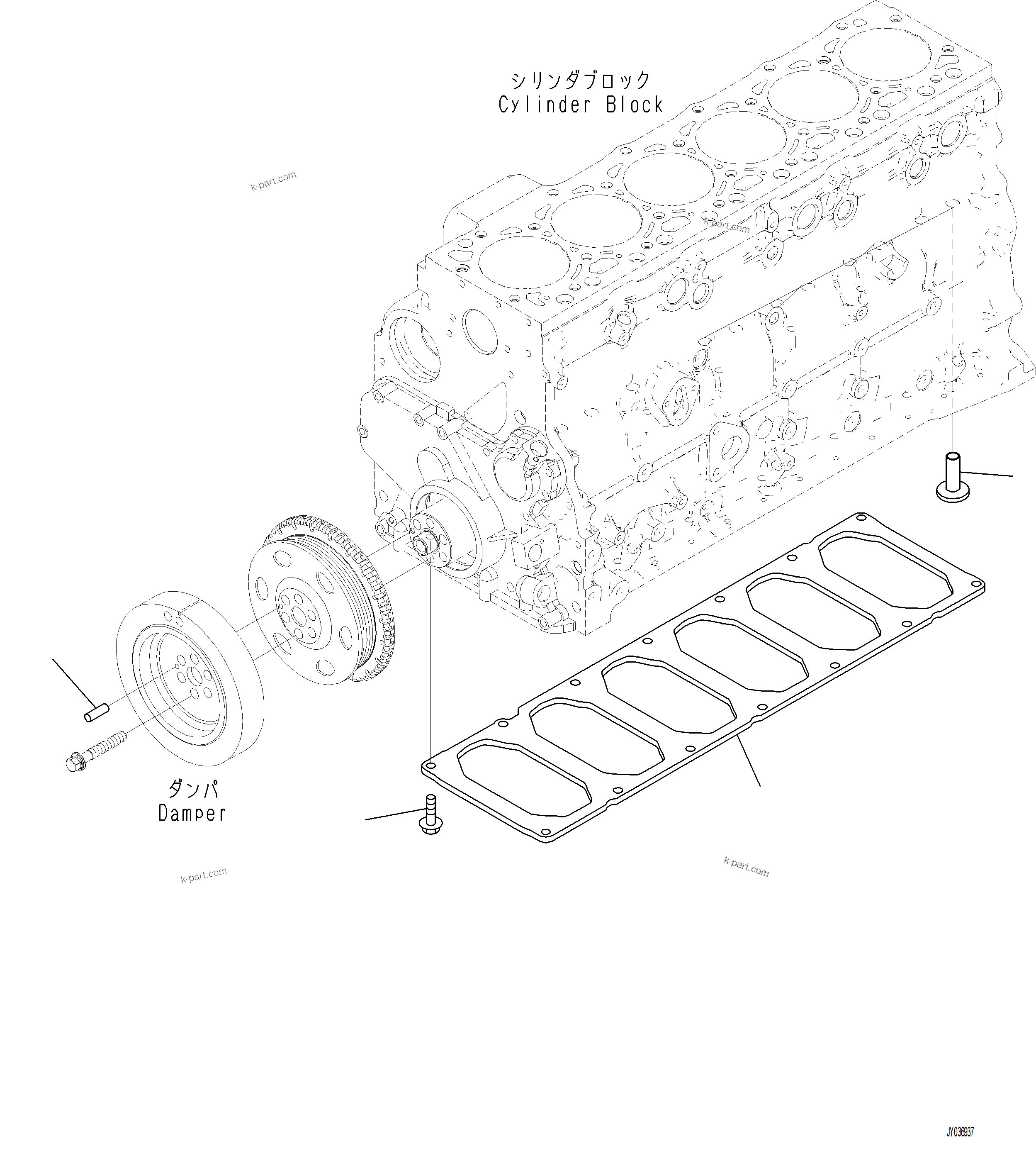 Komatsu parts book diagram for PC230F-11 SN A20700-UP: ABB00-001001 TAPPET AND BLOCK PLATE