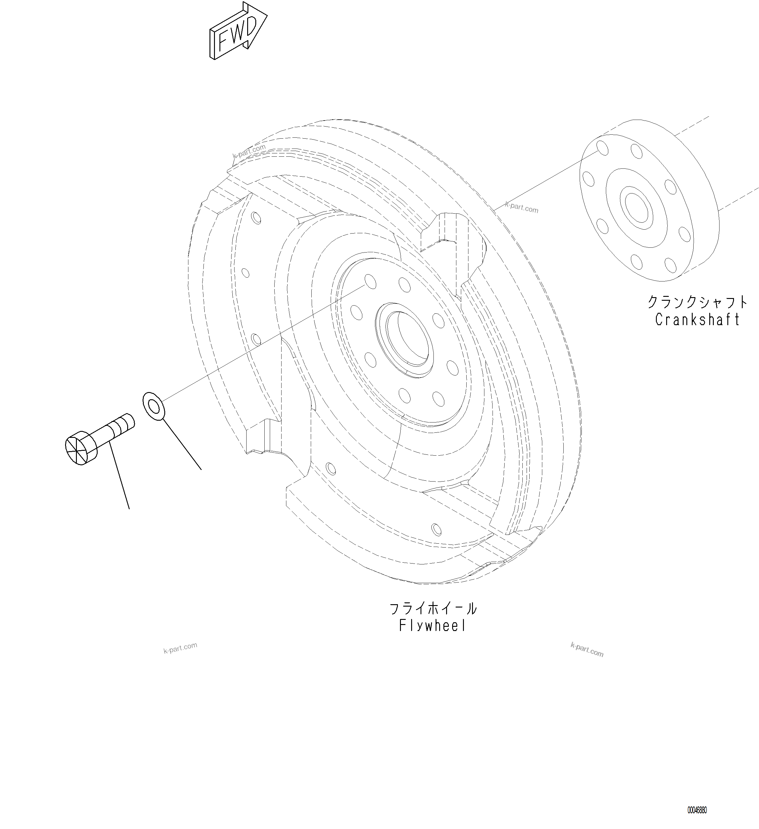 Komatsu parts book diagram for PC230F-11 SN A20700-UP: AFW10-001001 FLYWHEEL MOUNTING