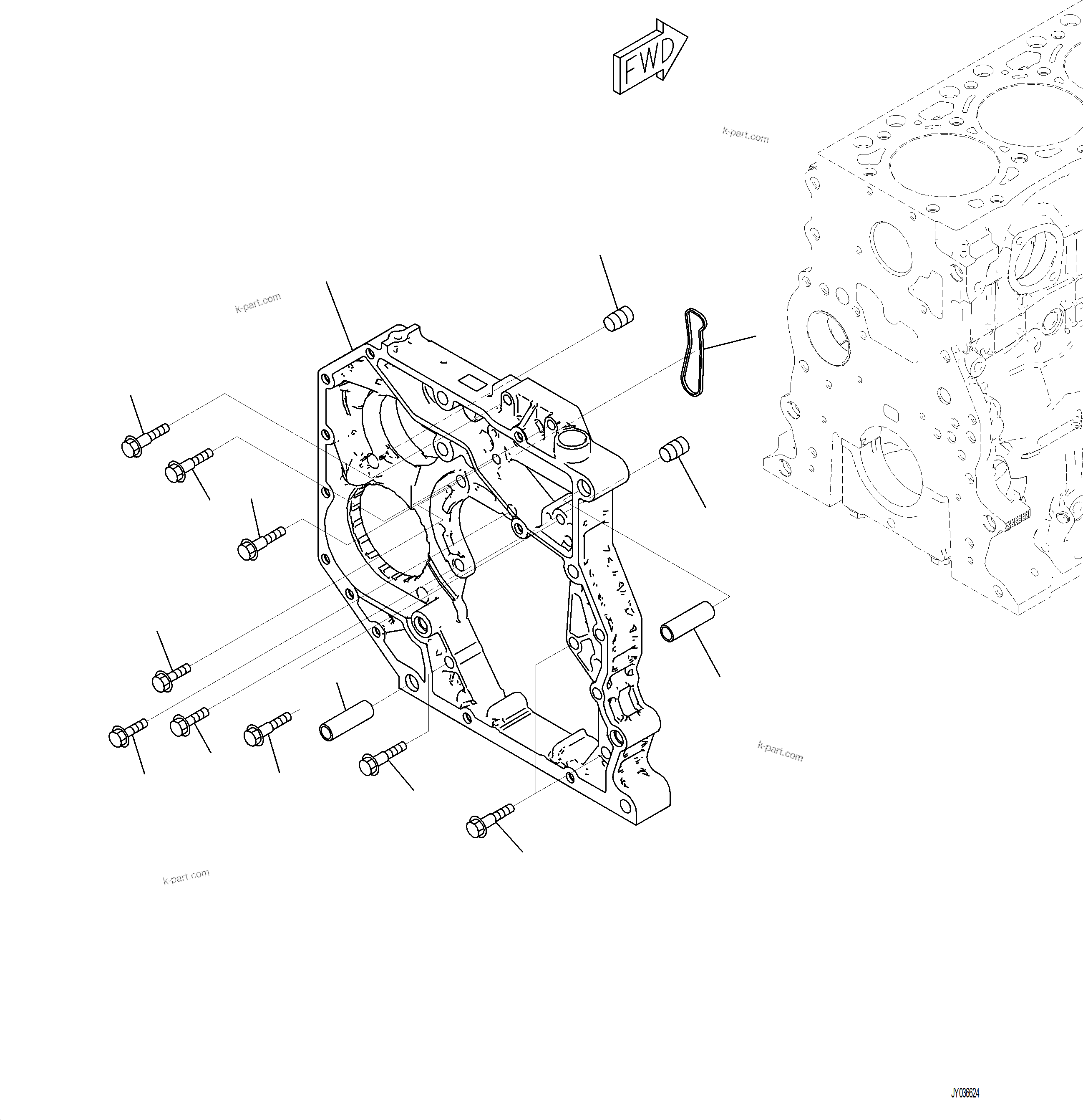 Komatsu parts book diagram for PC230F-11 SN A20700-UP: ABB20-002001 REAR GEAR HOUSING