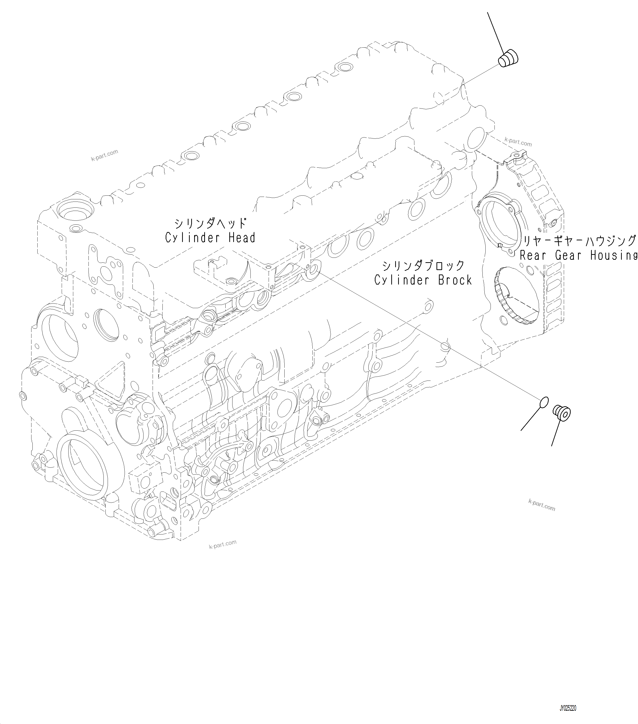 Komatsu parts book diagram for PC230F-11 SN A20700-UP: ADR20-001001 REAR GEAR HOUSING FITTING PARTS PLUG