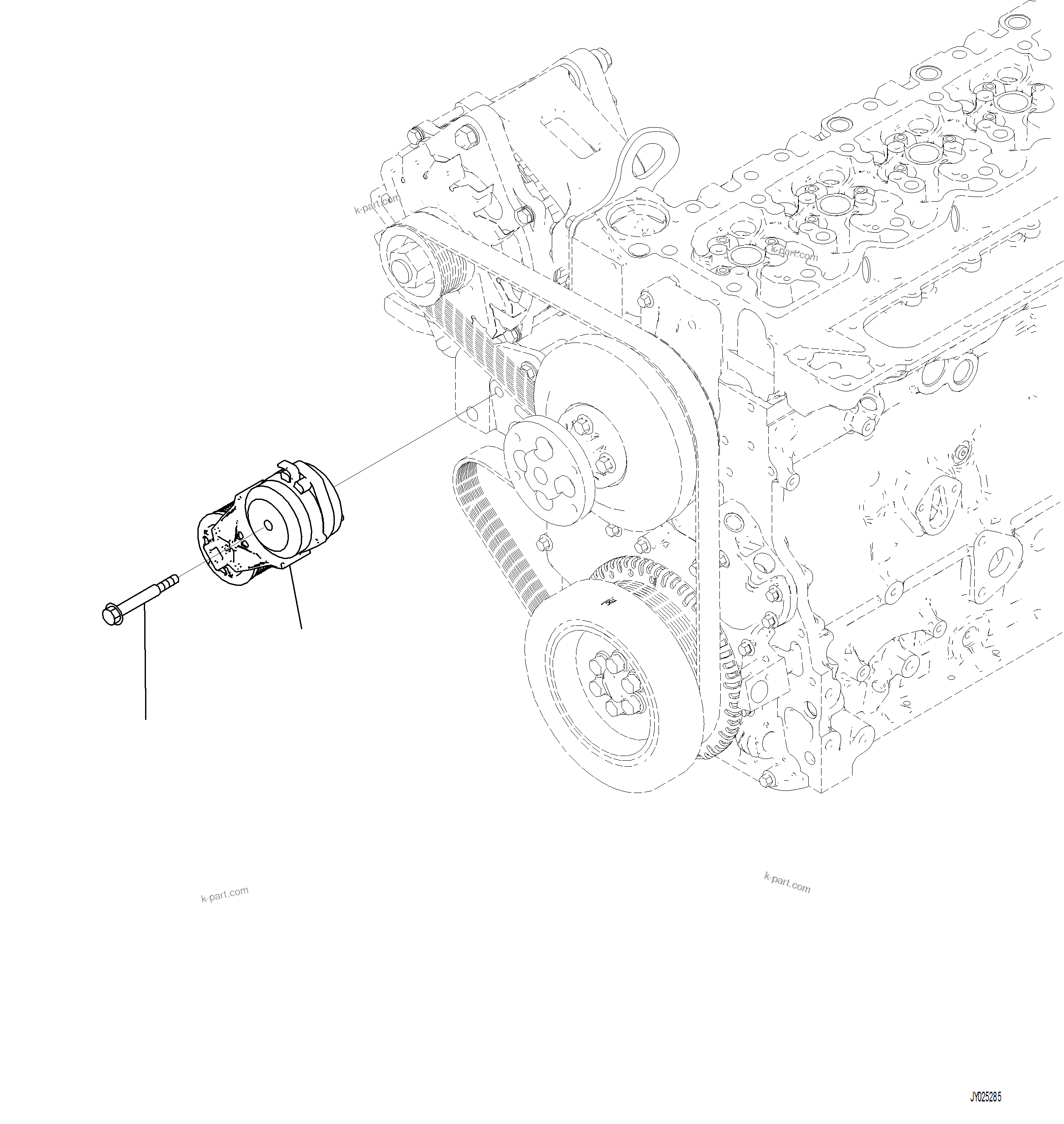 Komatsu parts book diagram for PC230F-11 SN A20700-UP: AWP20-001001 COOLING FAN BELT TENSIONER