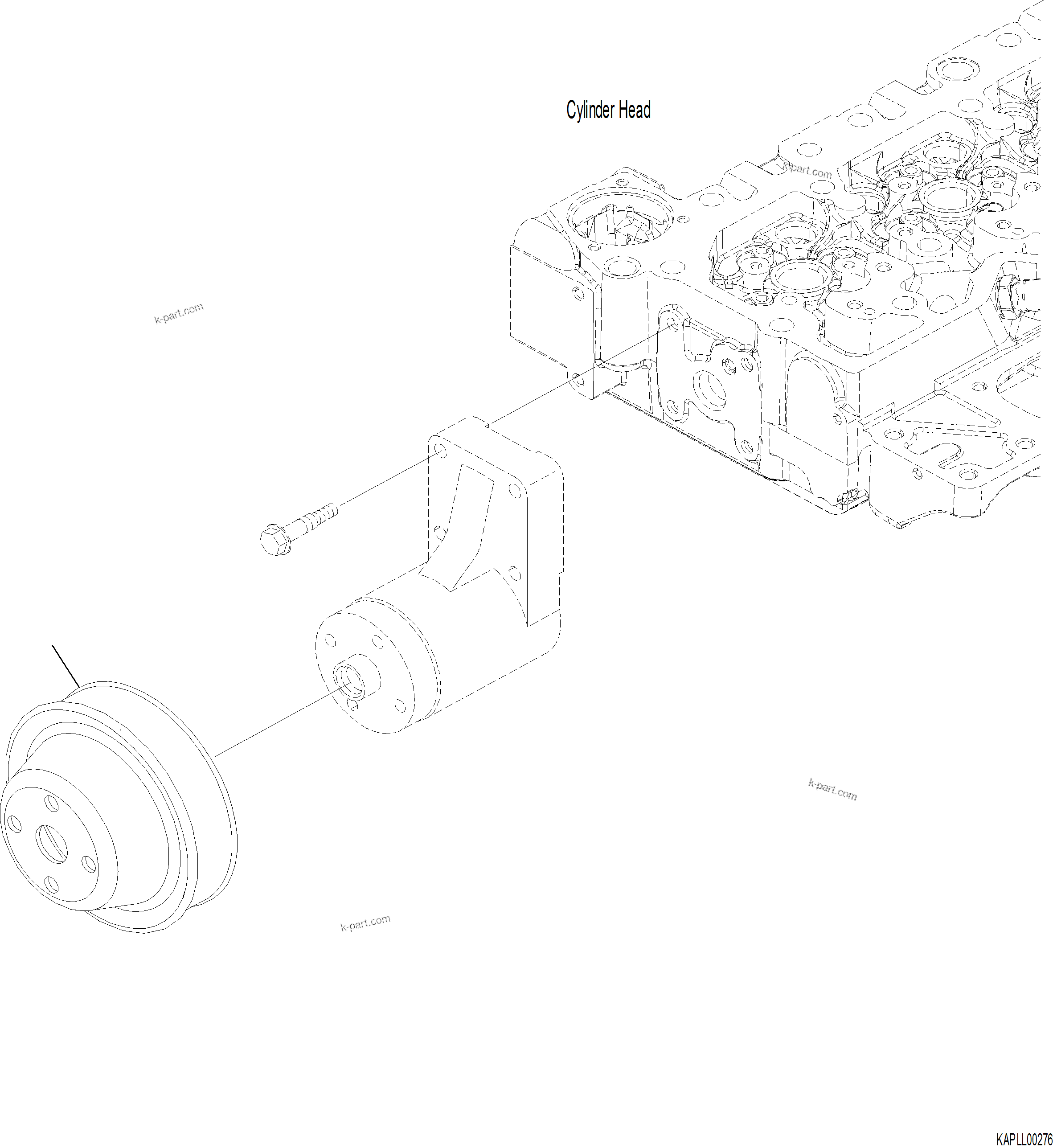 Komatsu parts book diagram for PC230F-11 SN A20700-UP: A5050-001001 COOLING FAN DRIVE PULLEY