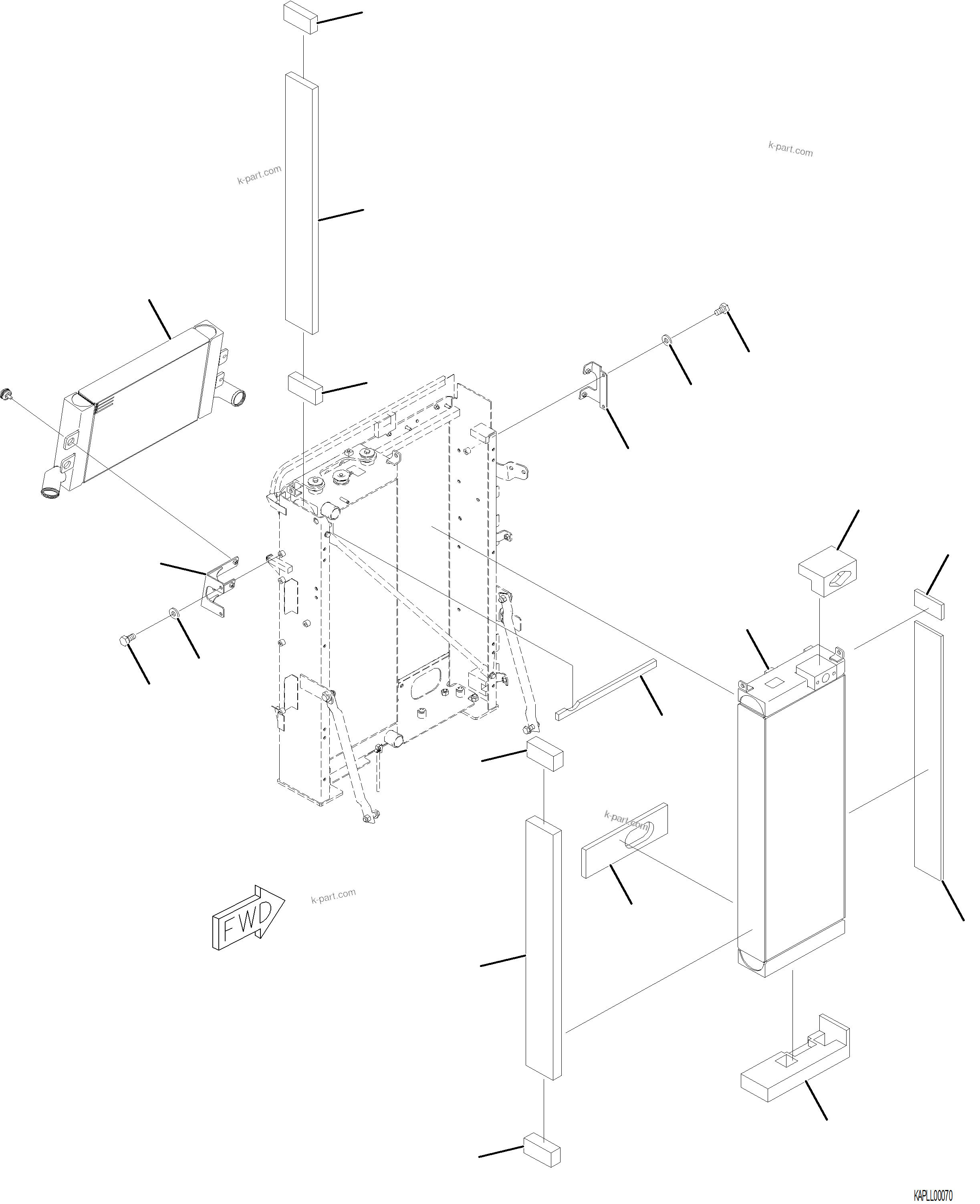 Komatsu parts book diagram for PC230F-11 SN A20700-UP: C0100-001002 OIL COOLER AND AFTERCOOLER