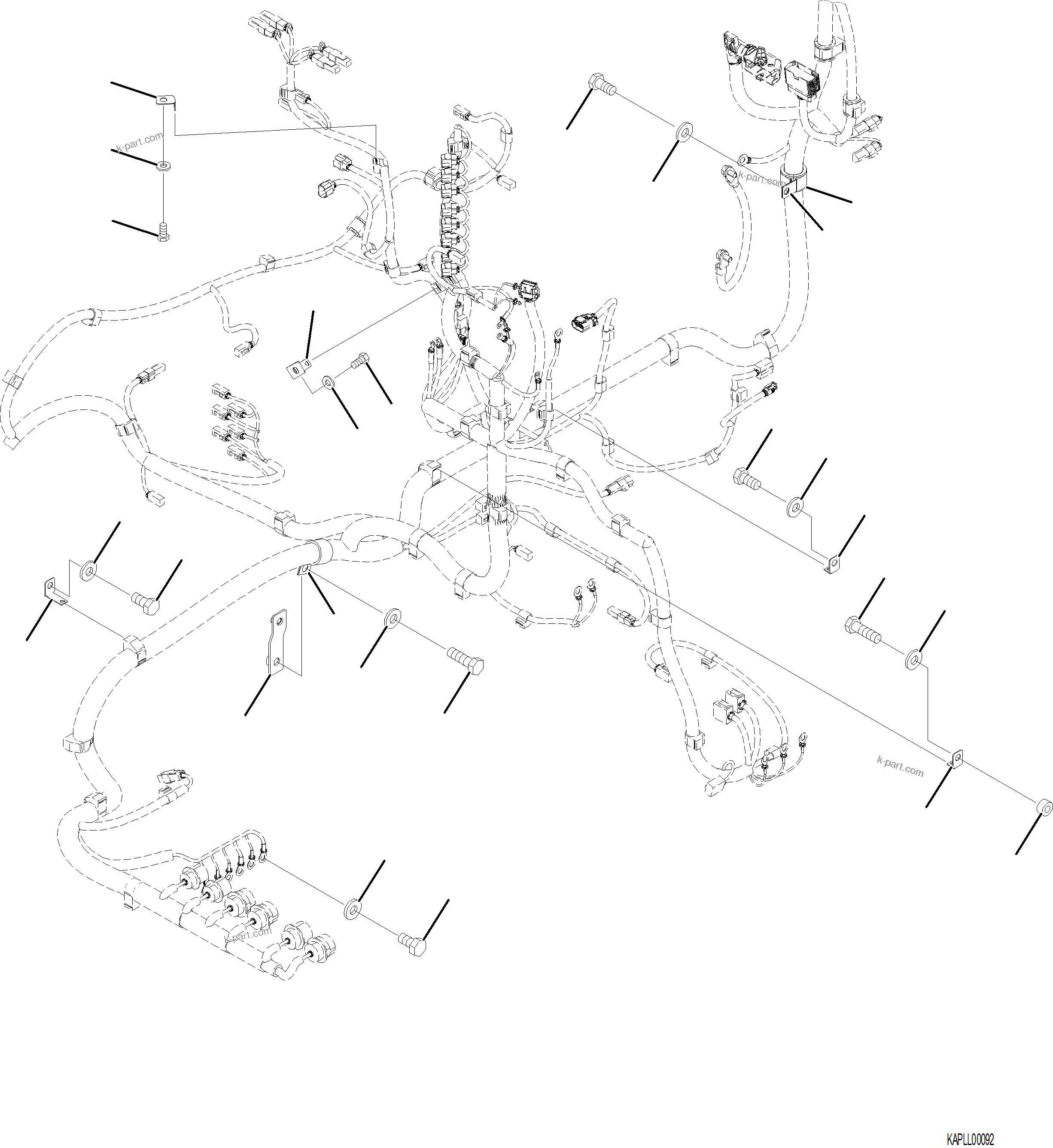Komatsu parts book diagram for PC230F-11 SN A20700-UP: E0200-001003 MAIN WIRING HARNESS MOUNTING (1/5)