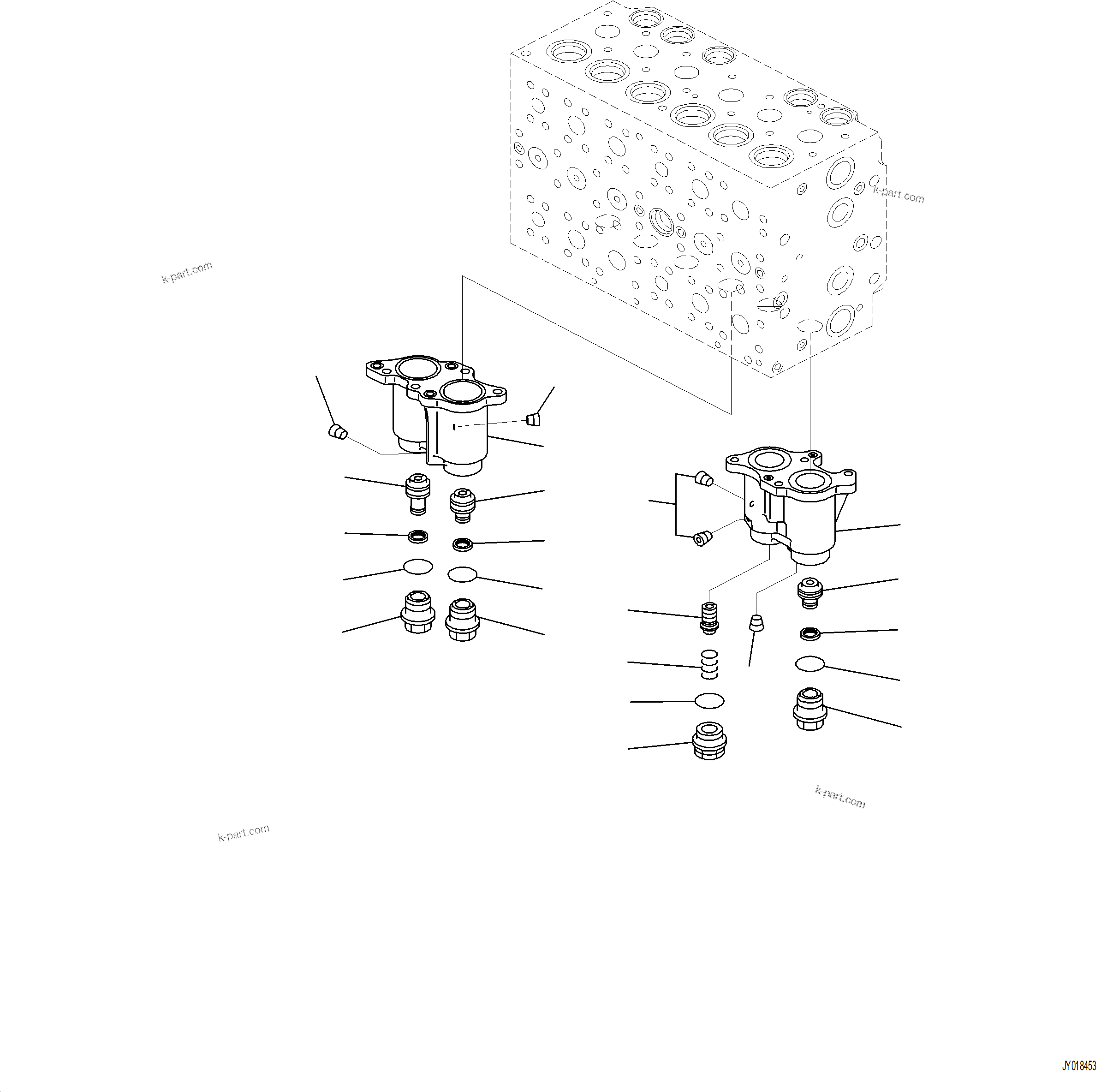 Komatsu parts book diagram for PC230F-11 SN A20700-UP: H0120-001002 MAIN CONTROL VALVE 7-SPOOL (2/21)