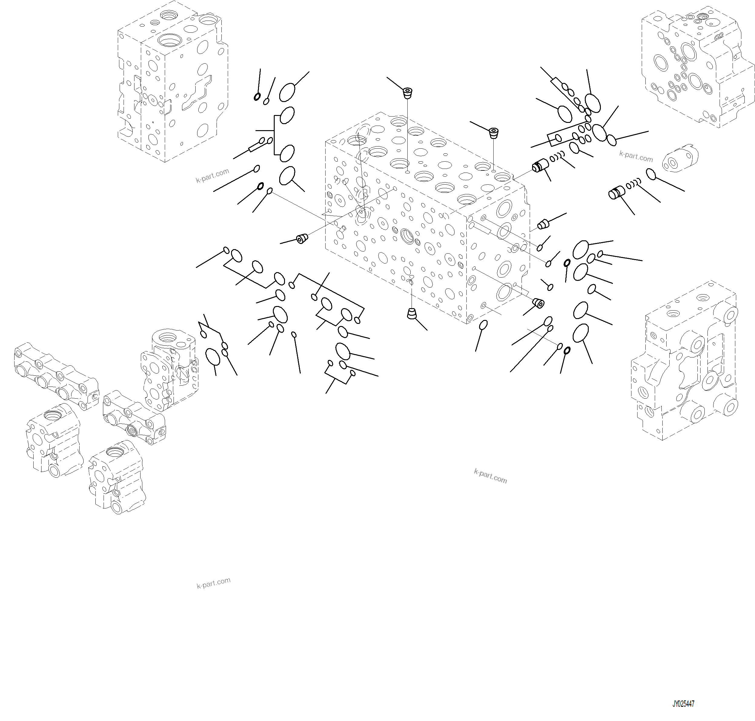 Komatsu parts book diagram for PC230F-11 SN A20700-UP: H0120-001005 MAIN CONTROL VALVE 7-SPOOL (5/21)