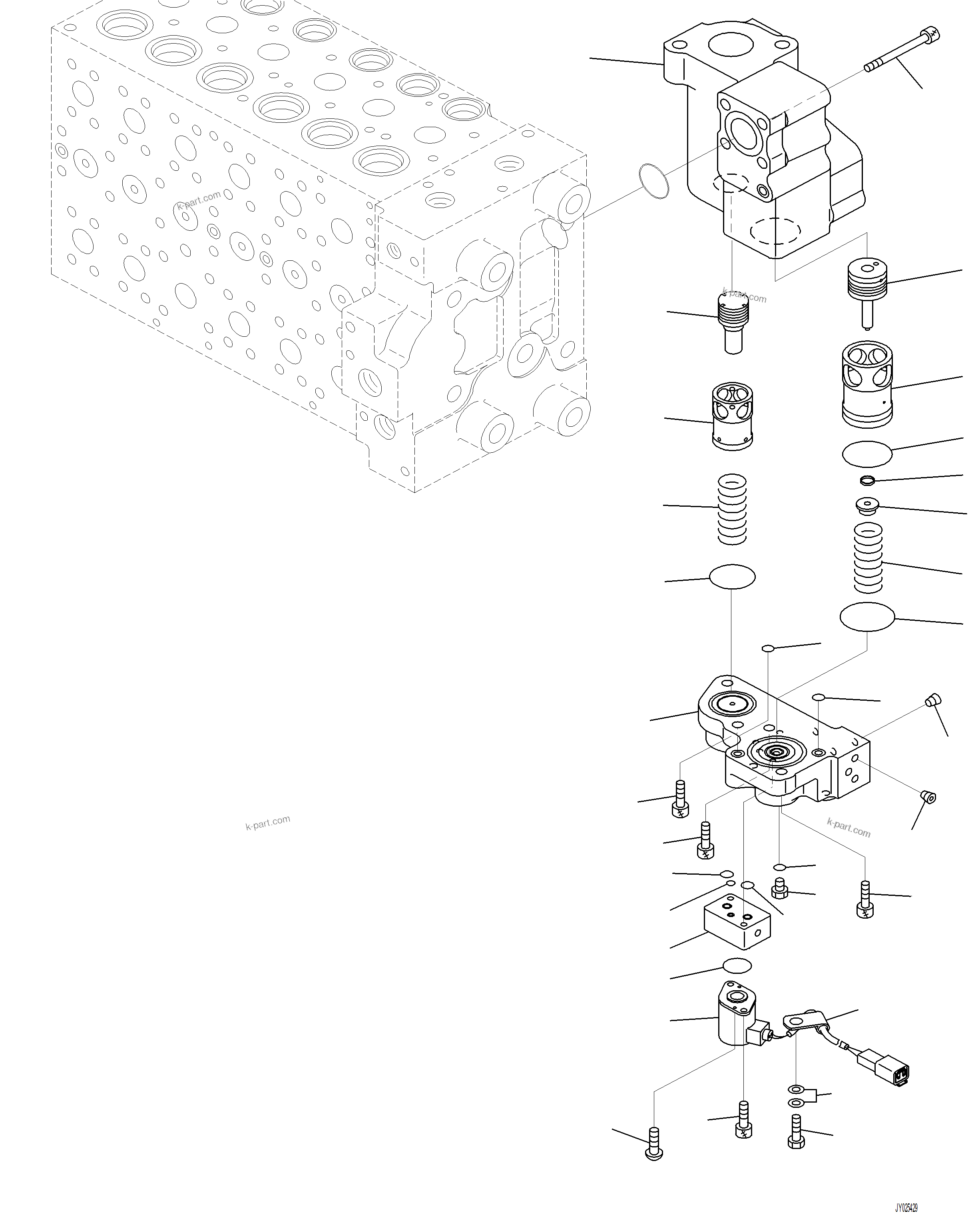 Komatsu parts book diagram for PC230F-11 SN A20700-UP: H0120-001015 MAIN CONTROL VALVE 7-SPOOL (15/21)