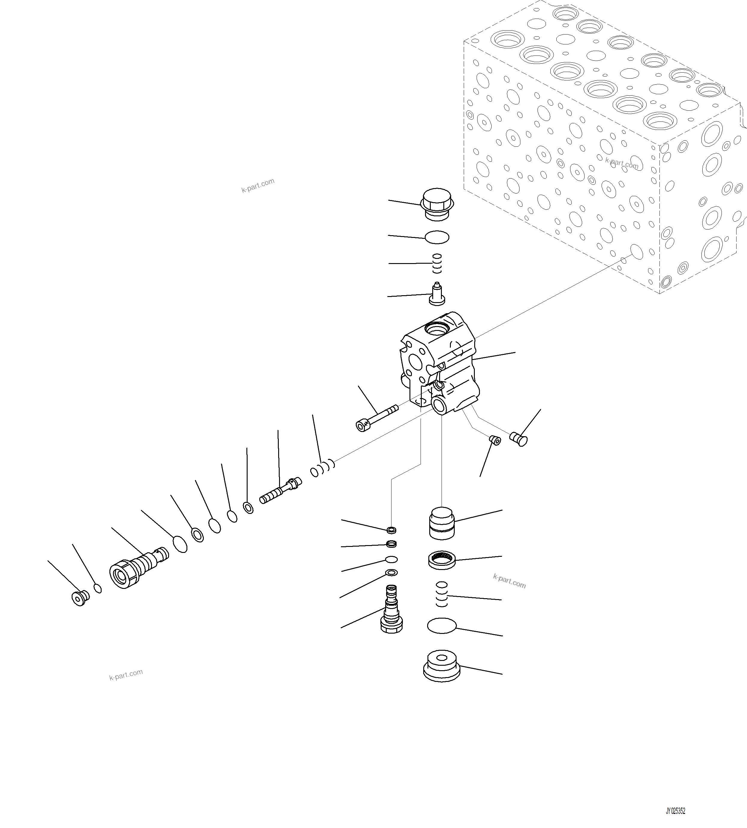 Komatsu parts book diagram for PC230F-11 SN A20700-UP: H0120-001017 MAIN CONTROL VALVE 7-SPOOL (17/21)
