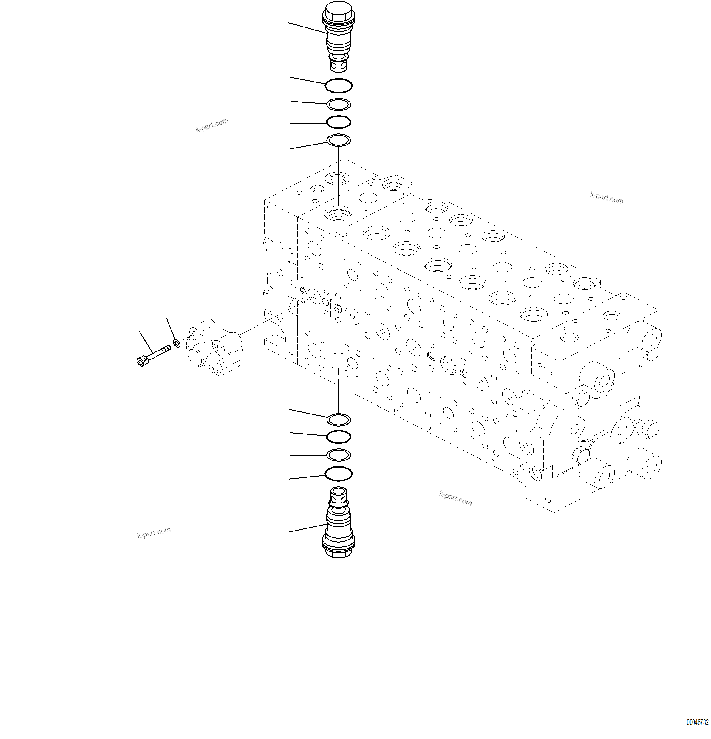 Komatsu parts book diagram for PC230F-11 SN A20700-UP: H0120-001019 MAIN CONTROL VALVE 7-SPOOL (19/21)