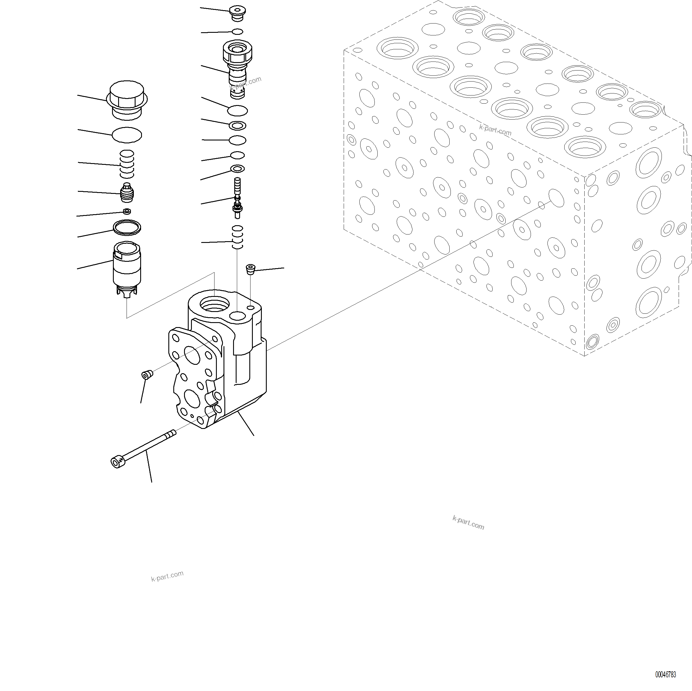 Komatsu parts book diagram for PC230F-11 SN A20700-UP: H0120-001021 MAIN CONTROL VALVE 7-SPOOL (21/21)