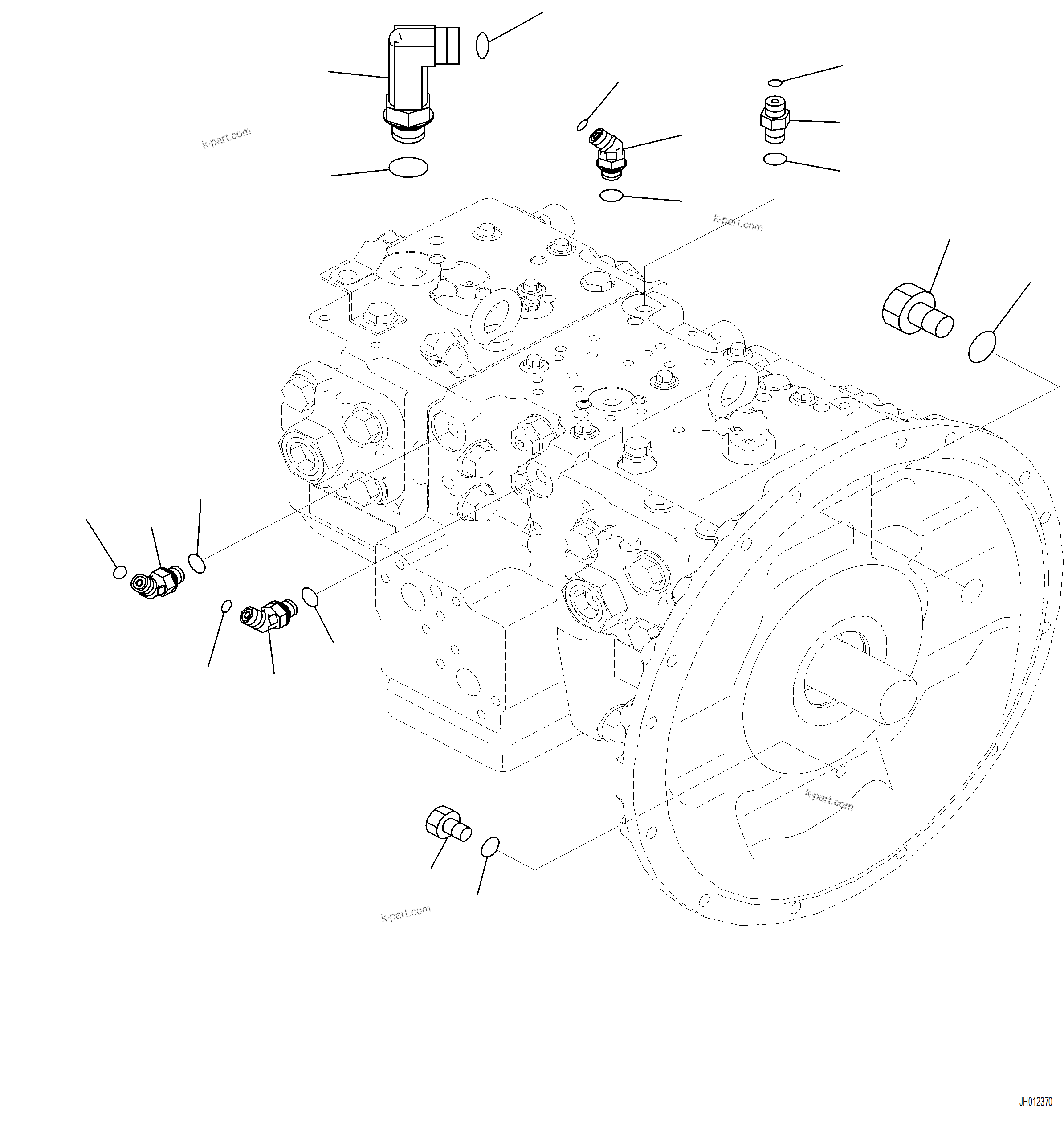 Komatsu parts book diagram for PC230F-11 SN A20700-UP: H0210-002001 PISTON PUMP CONNECTIONS