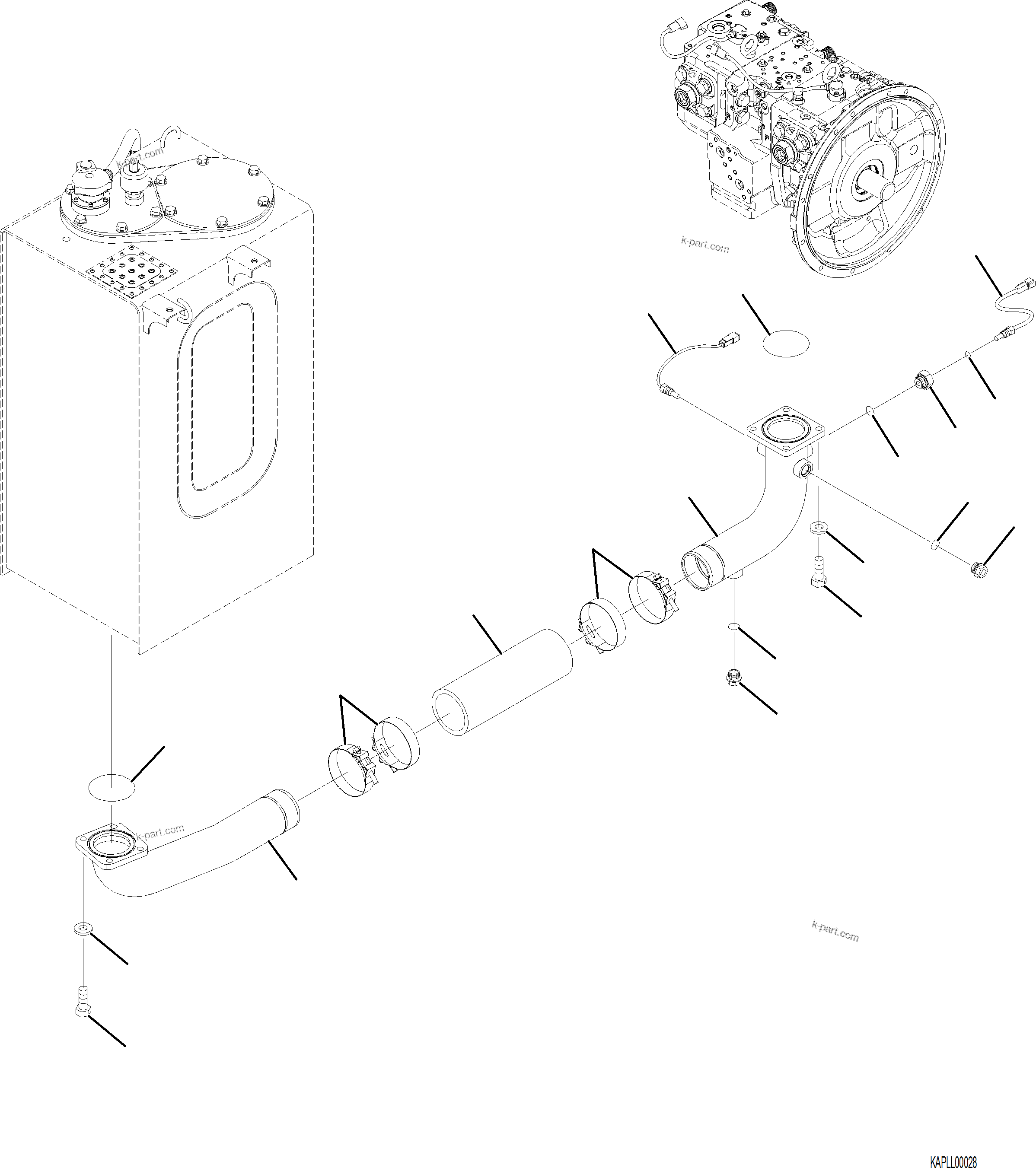 Komatsu parts book diagram for PC230F-11 SN A20700-UP: H0311-001001 SUCTION PIPING