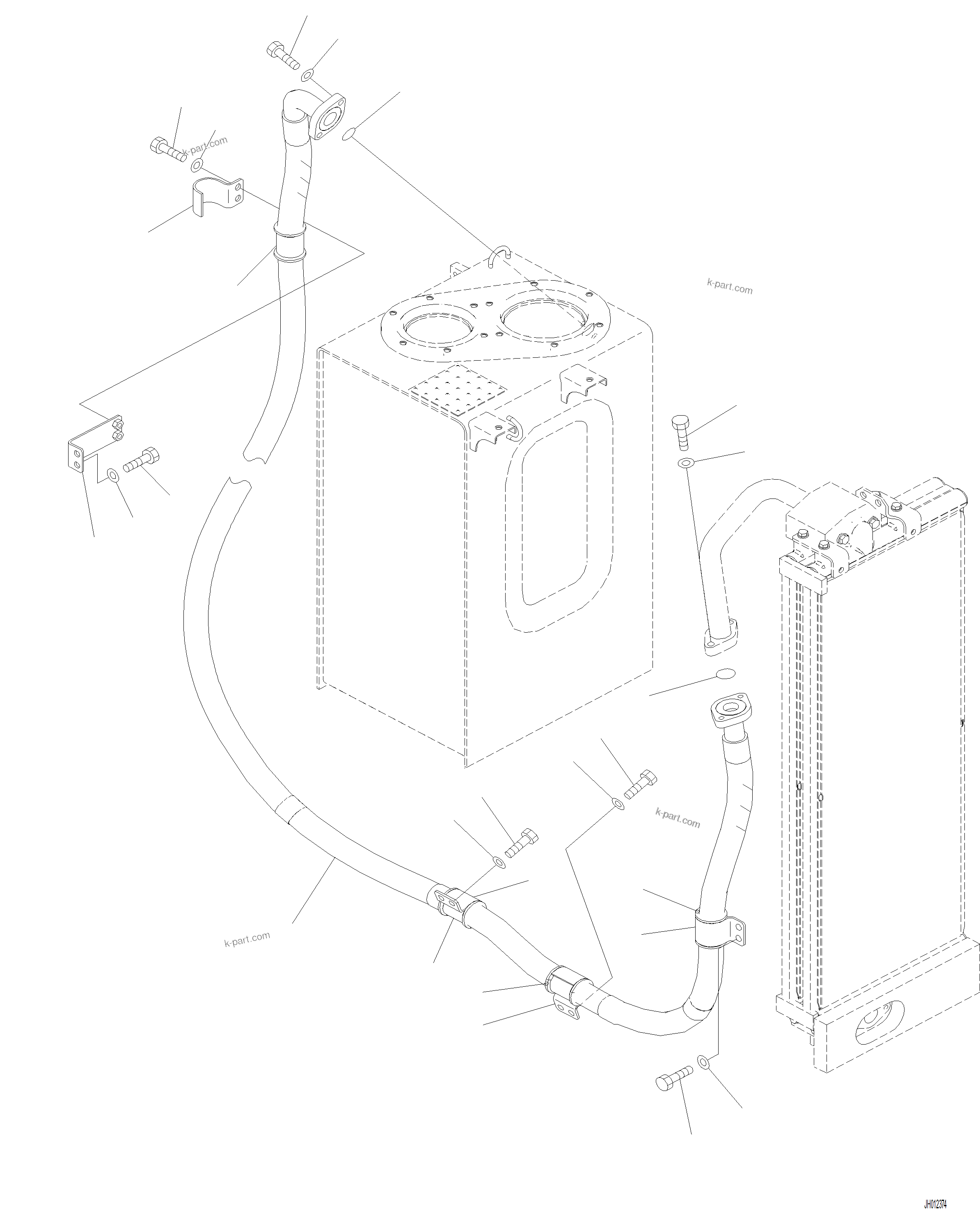 Komatsu parts book diagram for PC230F-11 SN A20700-UP: H0320-001001 HYDRAULIC OIL COOLER PIPING