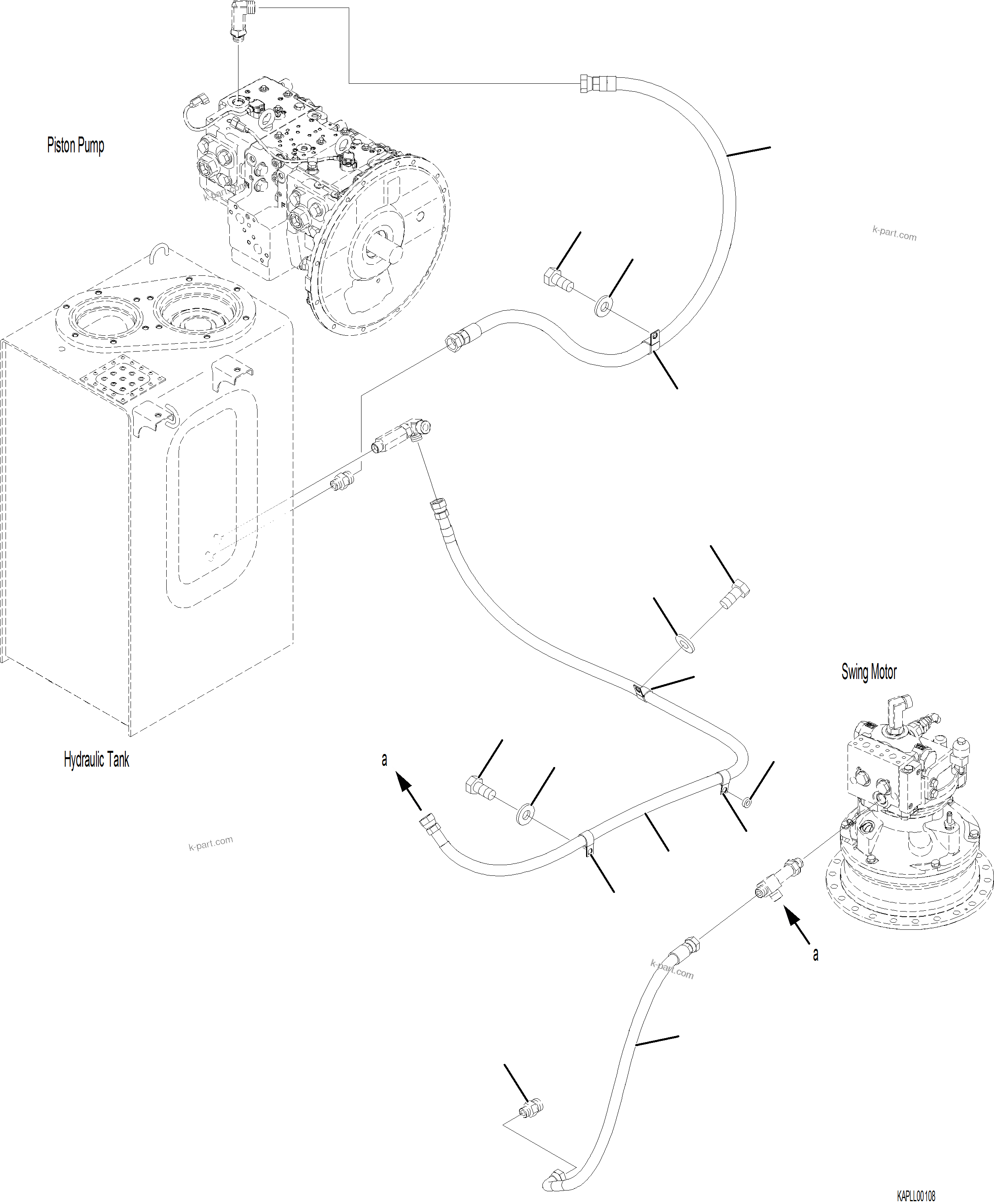Komatsu parts book diagram for PC230F-11 SN A20700-UP: H0340-001001 DRAIN PIPING