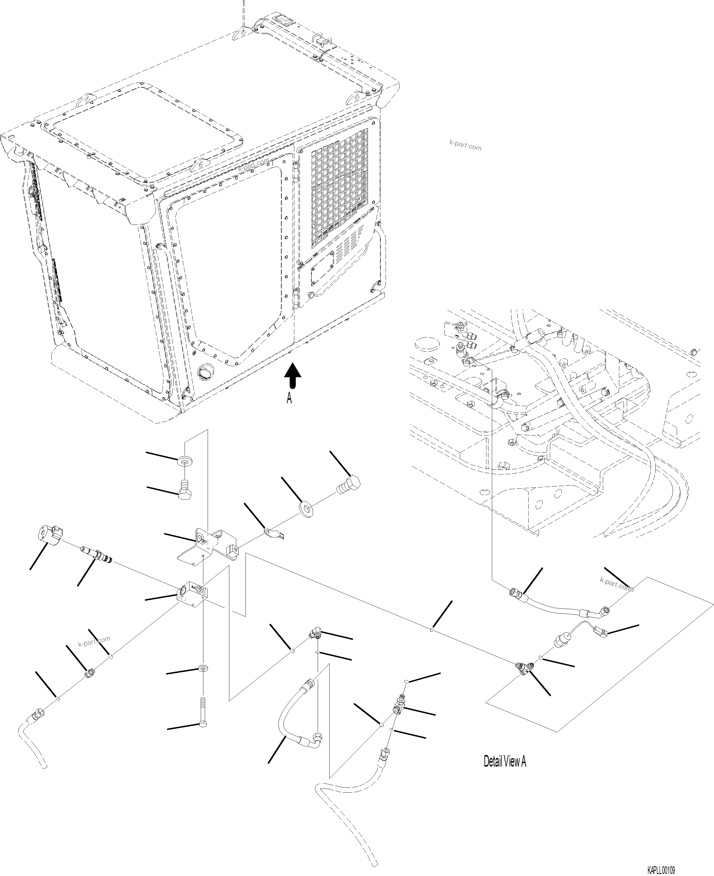 Komatsu parts book diagram for PC230F-11 SN A20700-UP: H0350-001001 SAFETY LOCK VALVE AND HOSE