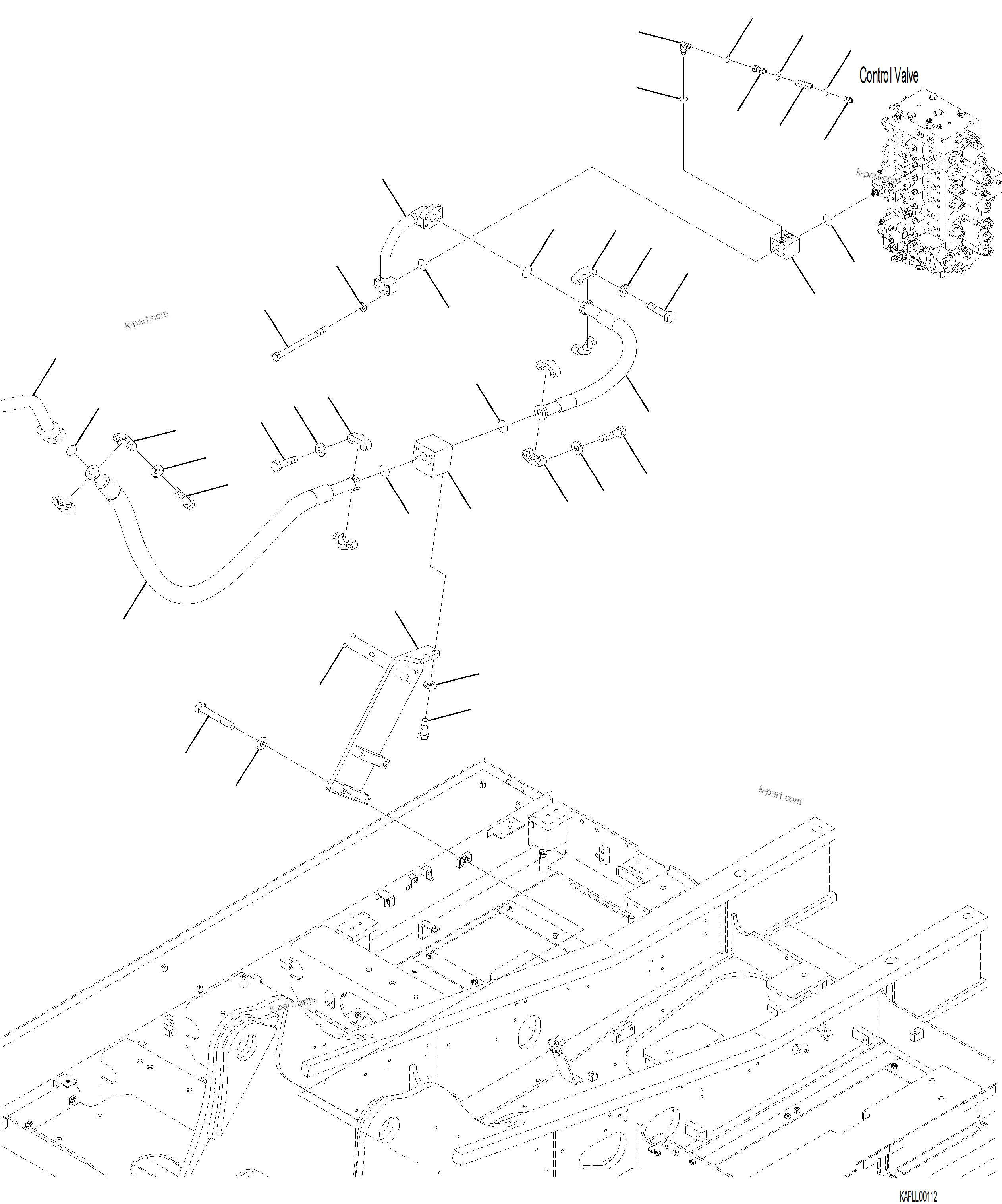 Komatsu parts book diagram for PC230F-11 SN A20700-UP: H1270-001001 ATTACHMENT PIPING  L.H. PIPING