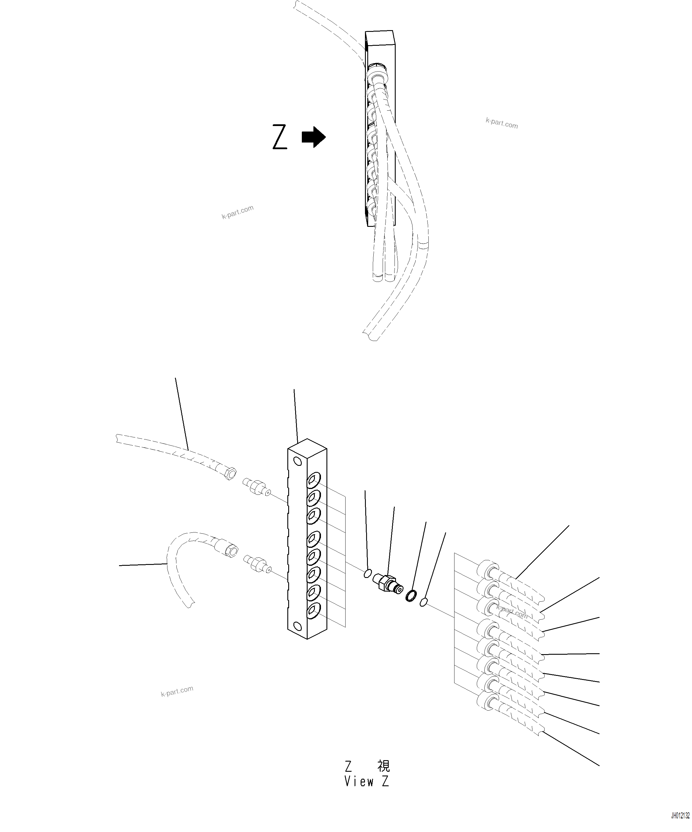 Komatsu parts book diagram for PC230F-11 SN A20700-UP: H1833-001001 PRESSURE SWITCH BLOCK